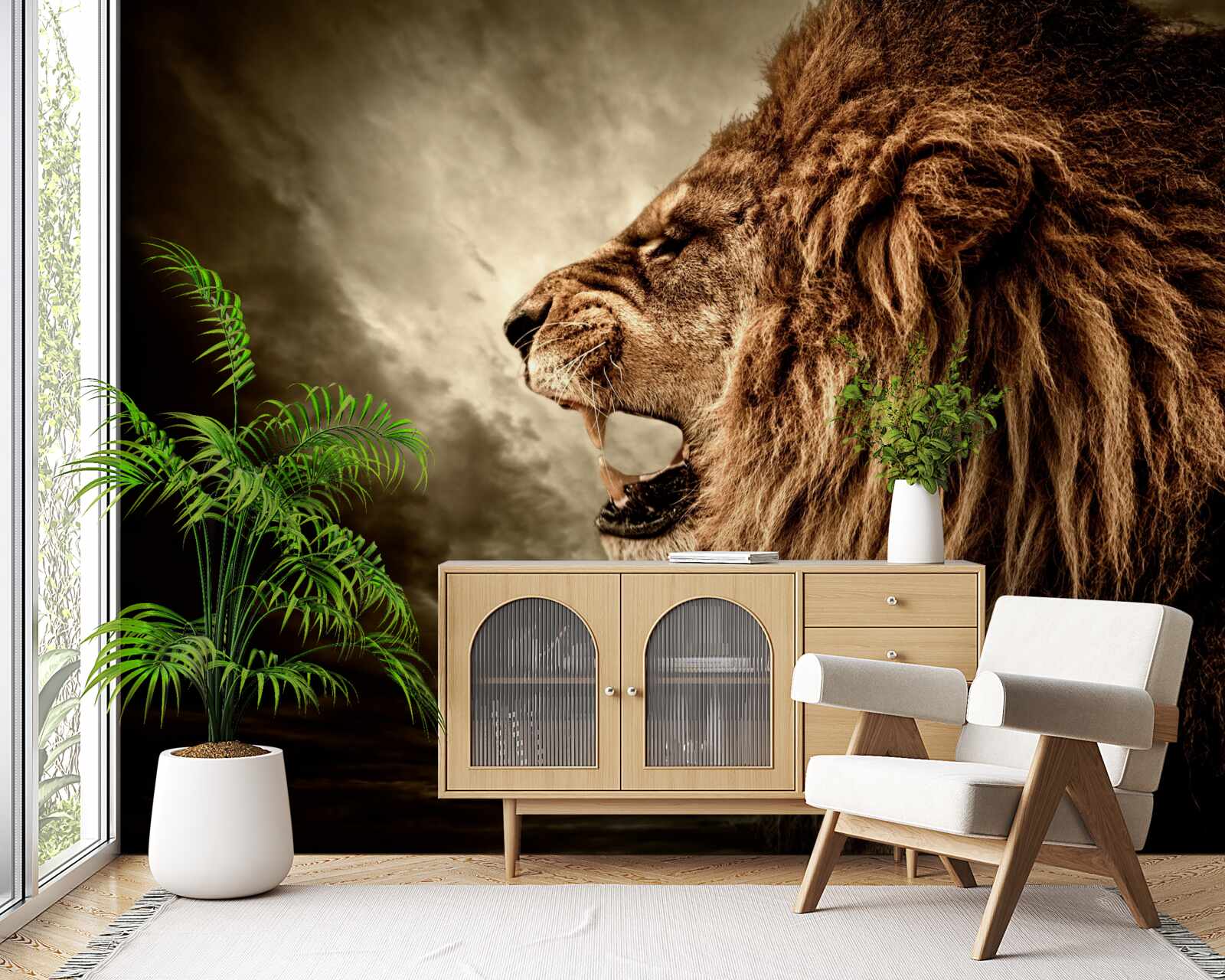 Papier peint le tonnerre sinistre du rugissement d'un lion