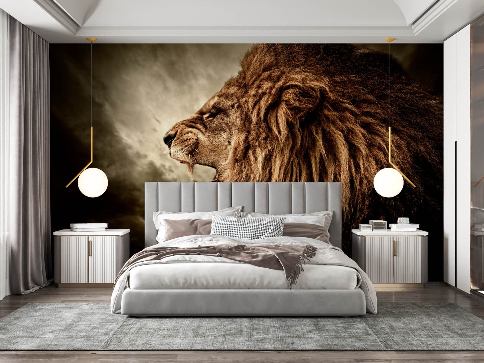 Papier peint le tonnerre sinistre du rugissement d'un lion