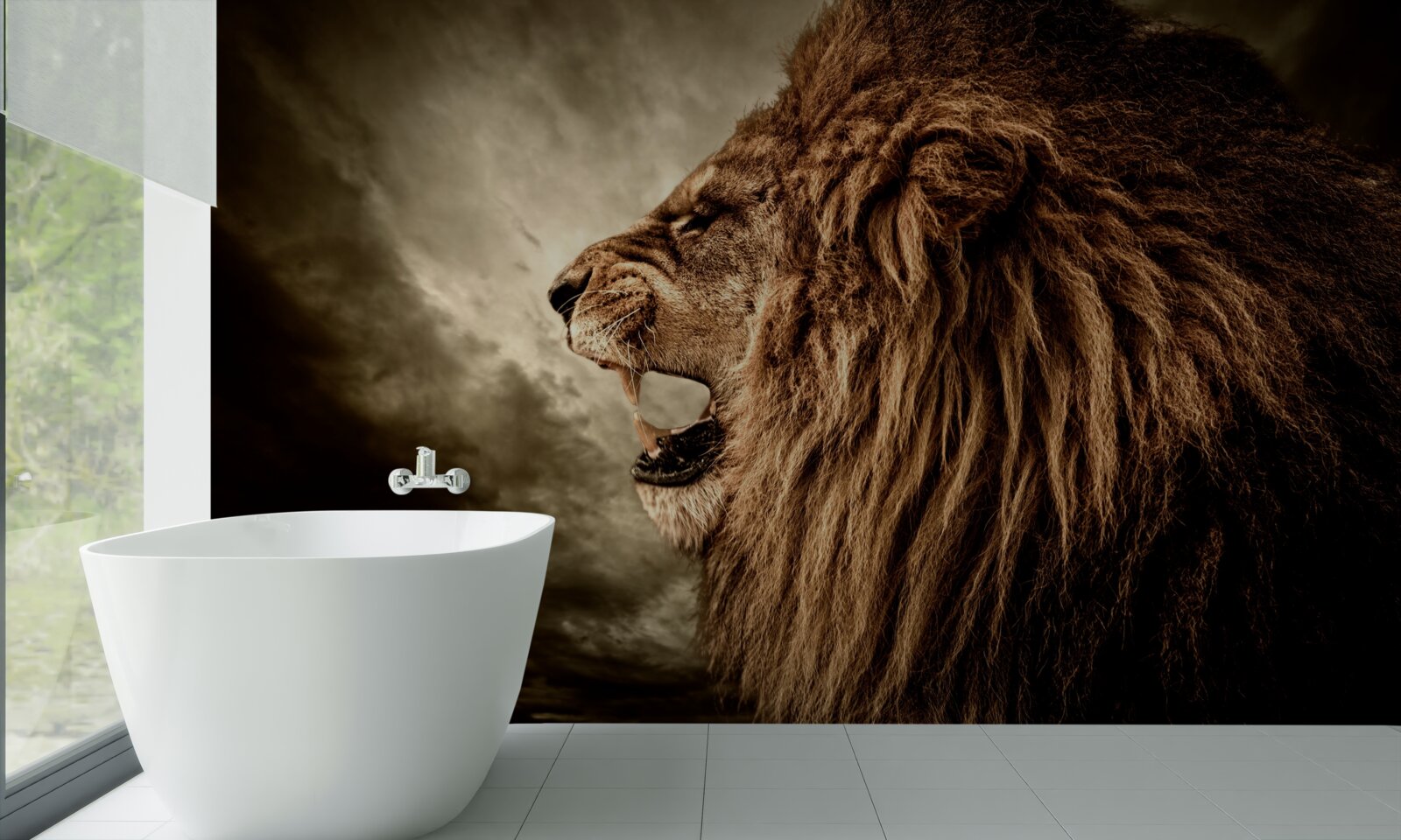 Papier peint le tonnerre sinistre du rugissement d'un lion