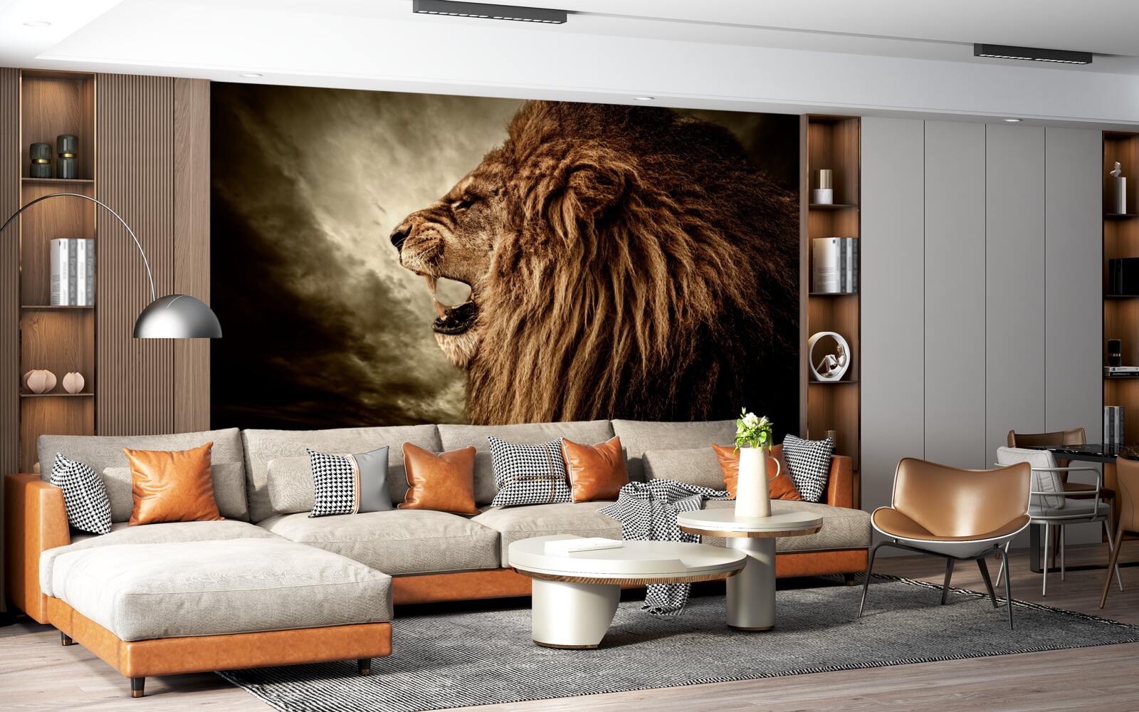 Papier peint le tonnerre sinistre du rugissement d'un lion