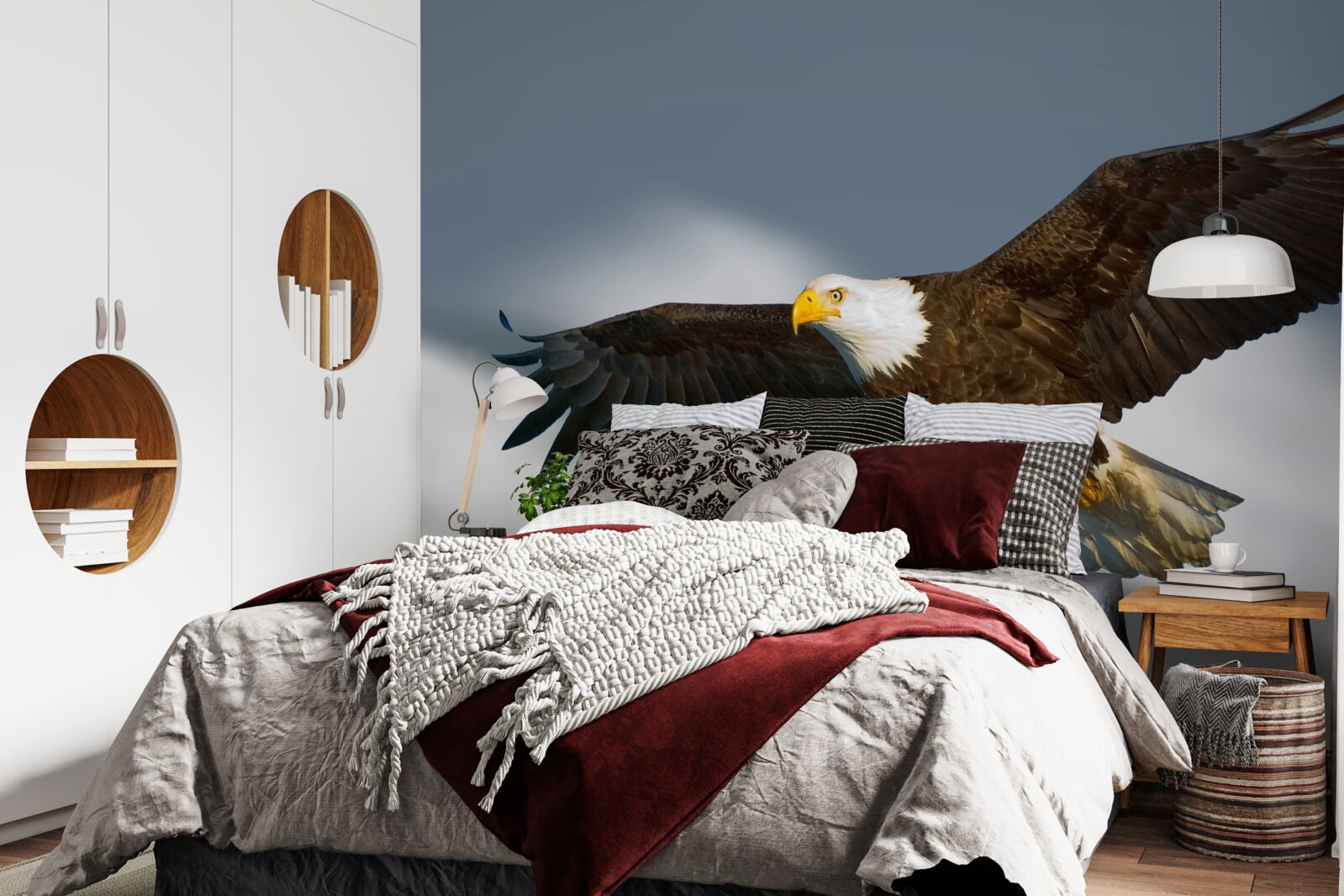 Papier peint un pygargue à queue blanche plane dans le ciel