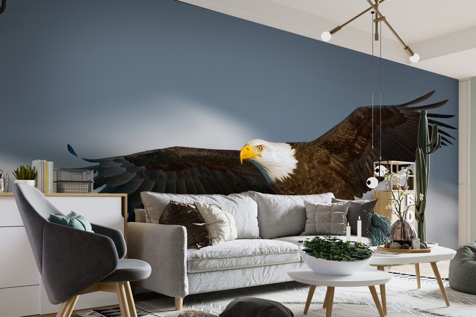 Papier peint un pygargue à queue blanche plane dans le ciel