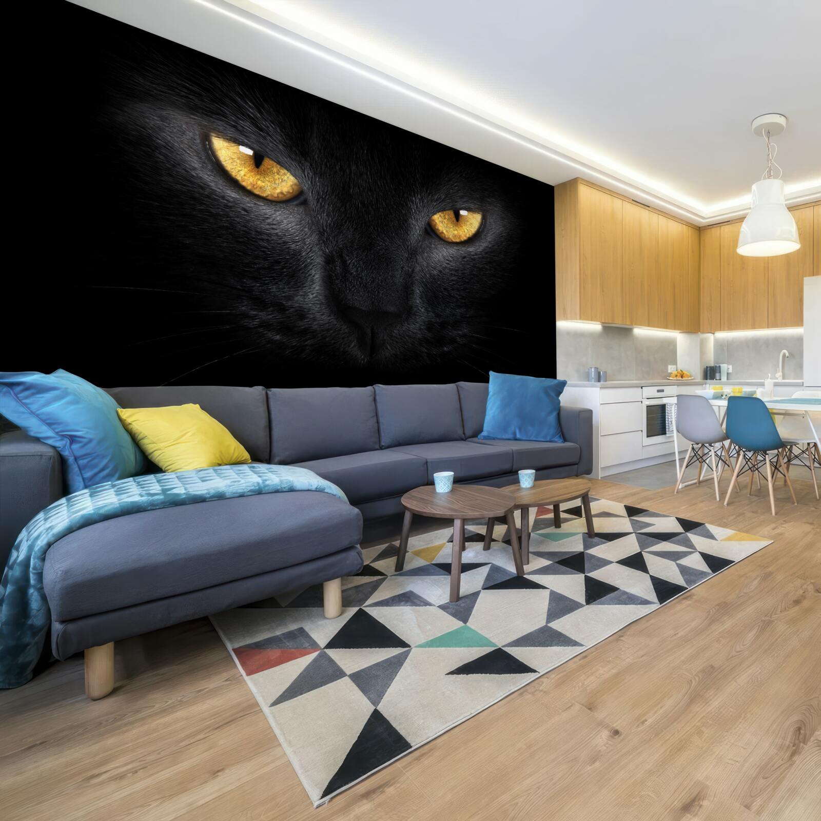 Papier peint le regard pénétrant d'un chat noir