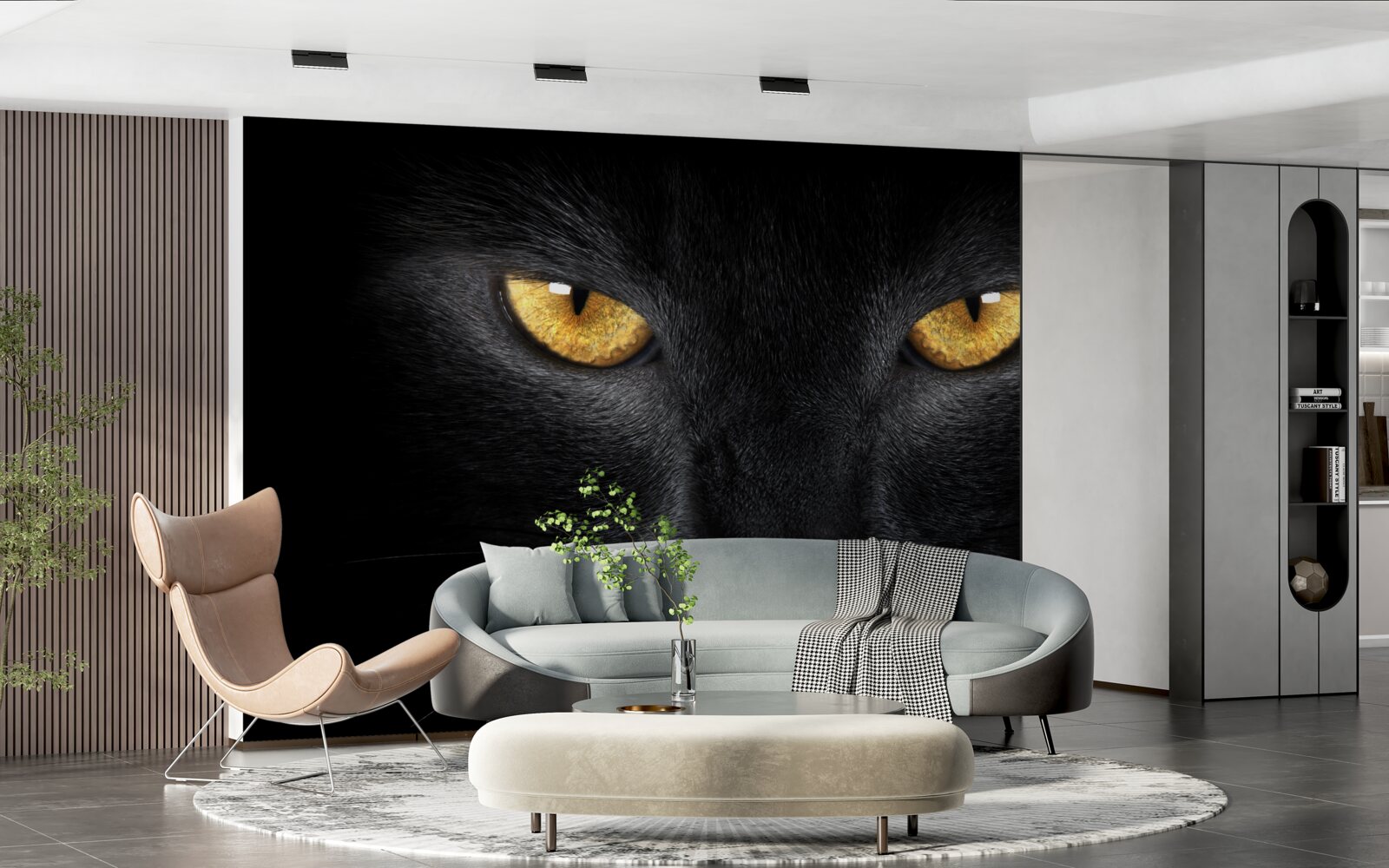 Papier peint le regard pénétrant d'un chat noir