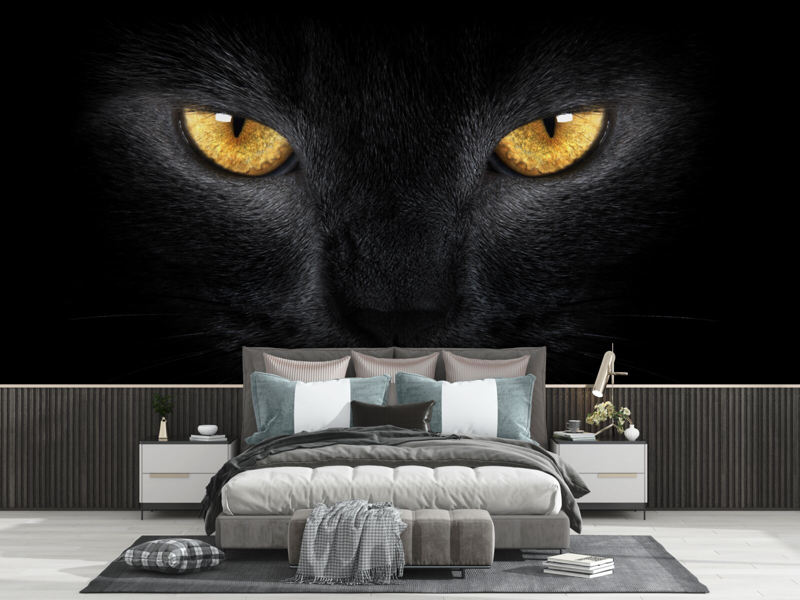 Papier peint le regard pénétrant d'un chat noir