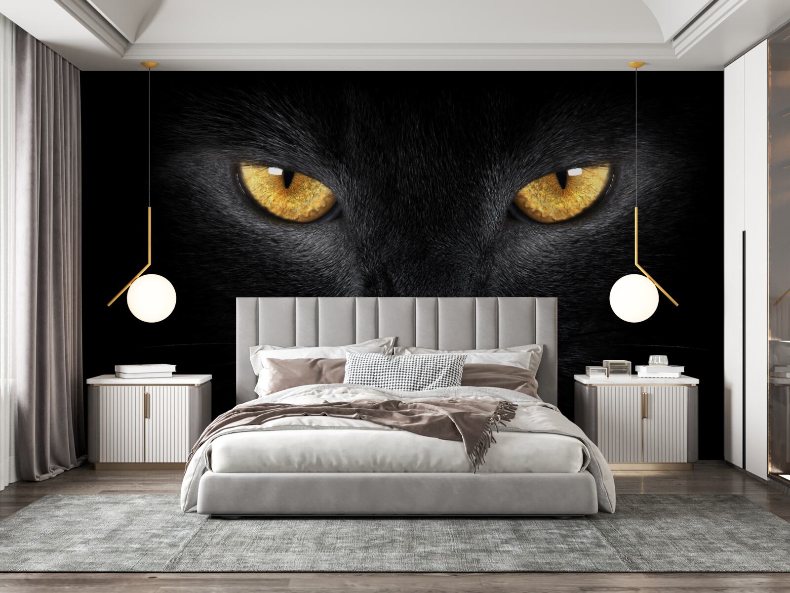 Papier peint le regard pénétrant d'un chat noir