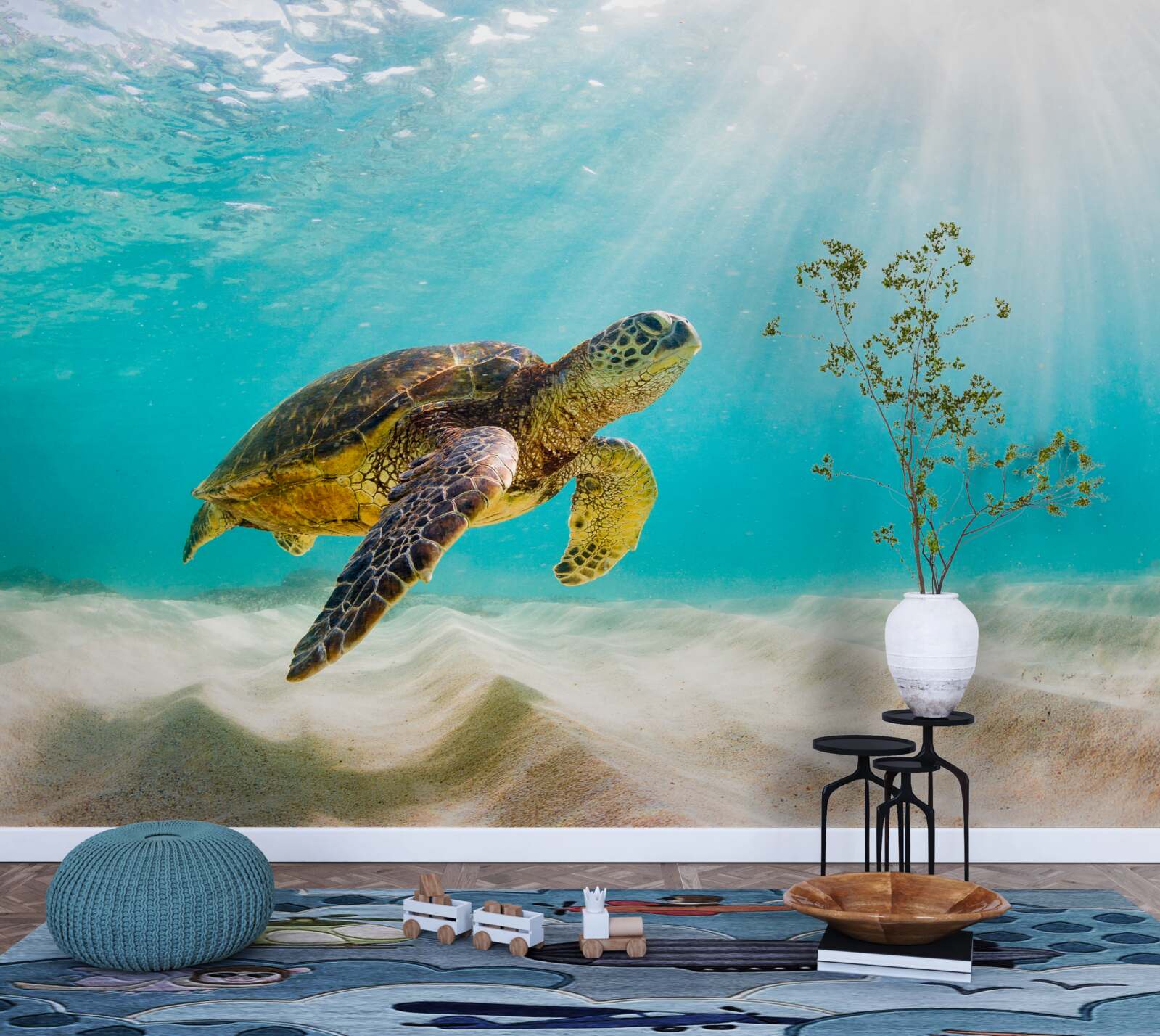 Papier peint Crânes jaunes sur fond de sable