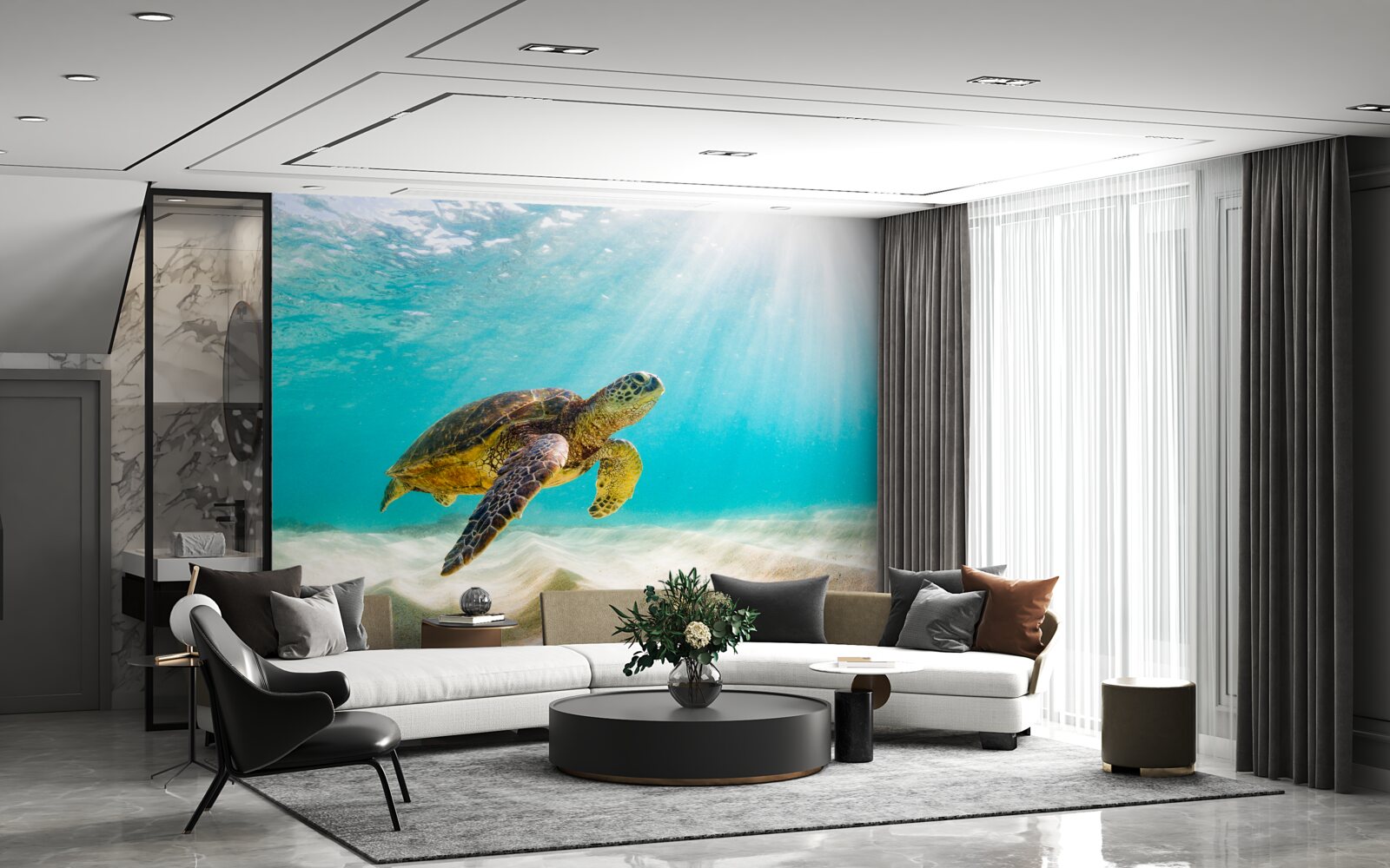 Papier peint Crânes jaunes sur fond de sable