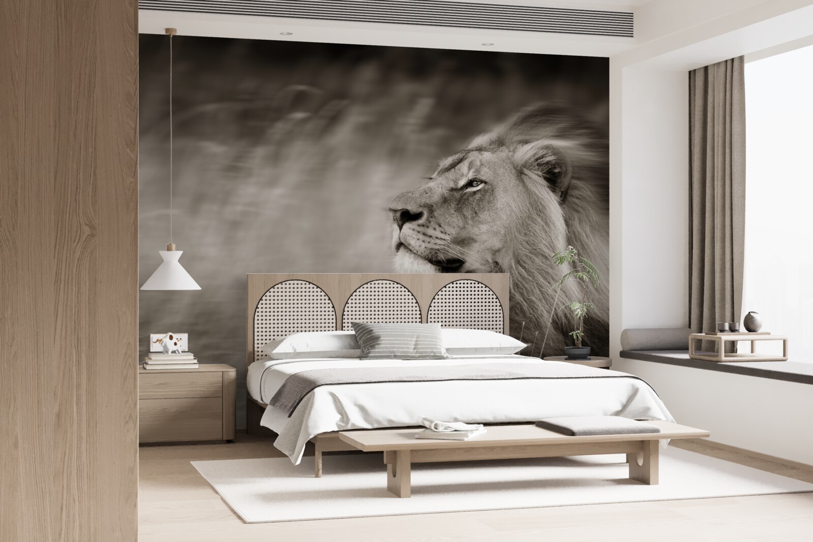 Papier peint animal noir et blanc règle dans le vent