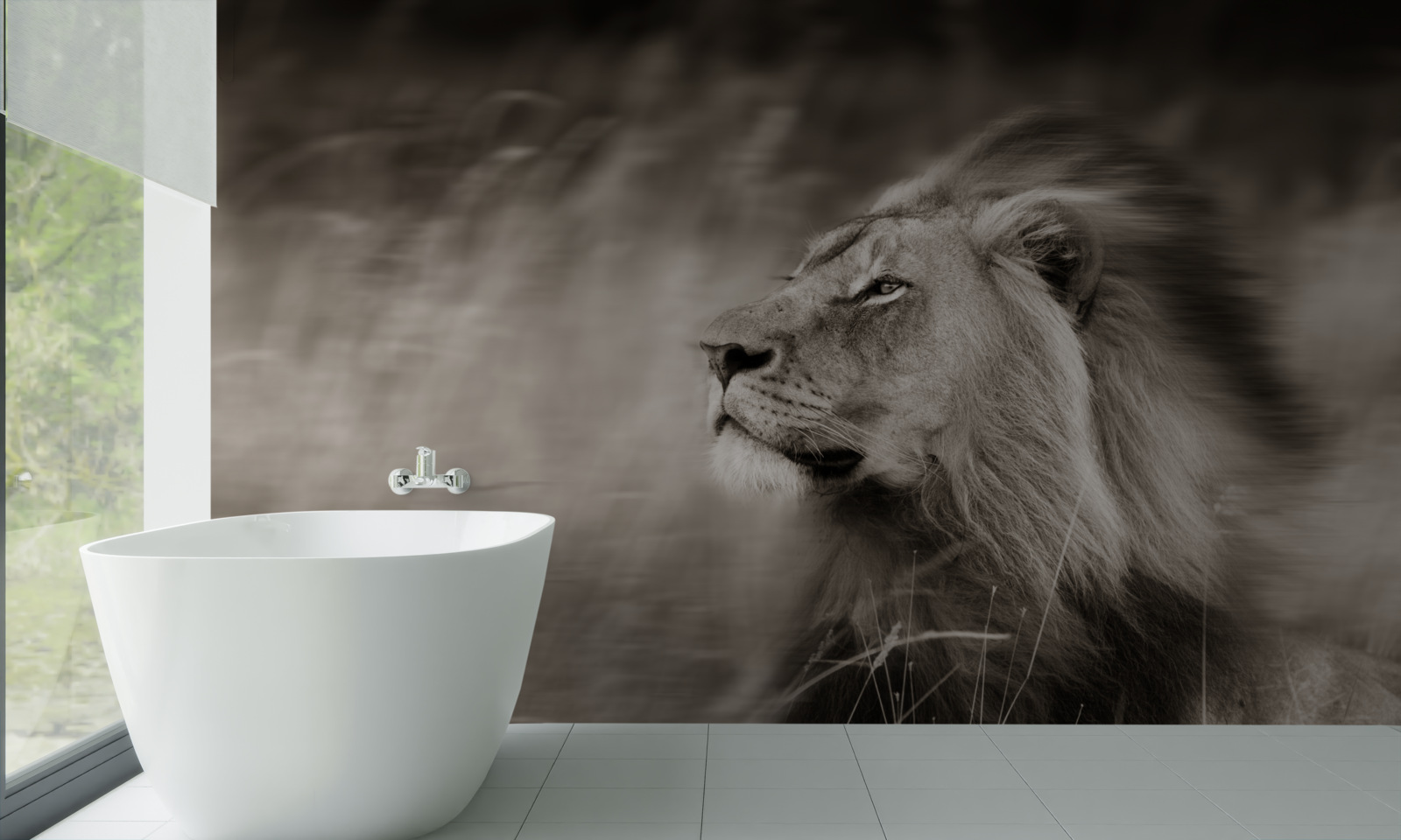 Papier peint animal noir et blanc règle dans le vent