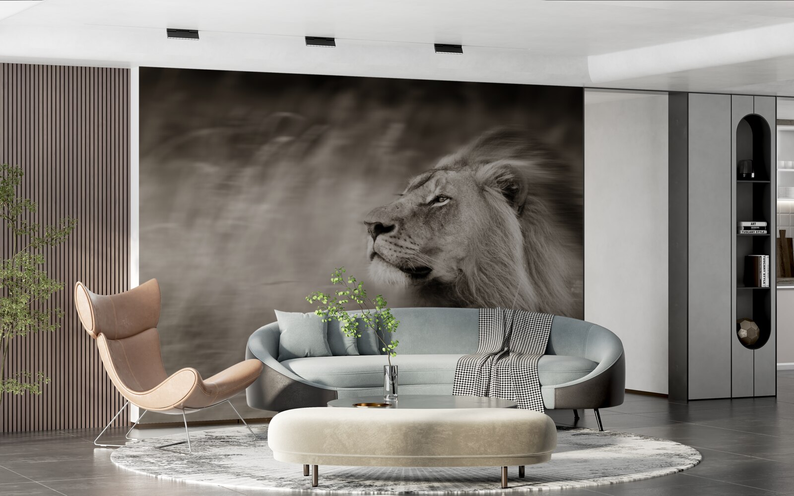 Papier peint animal noir et blanc règle dans le vent