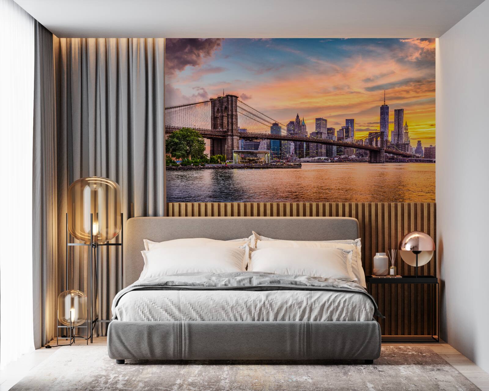 Papier peint Aube sur le pont de Brooklyn