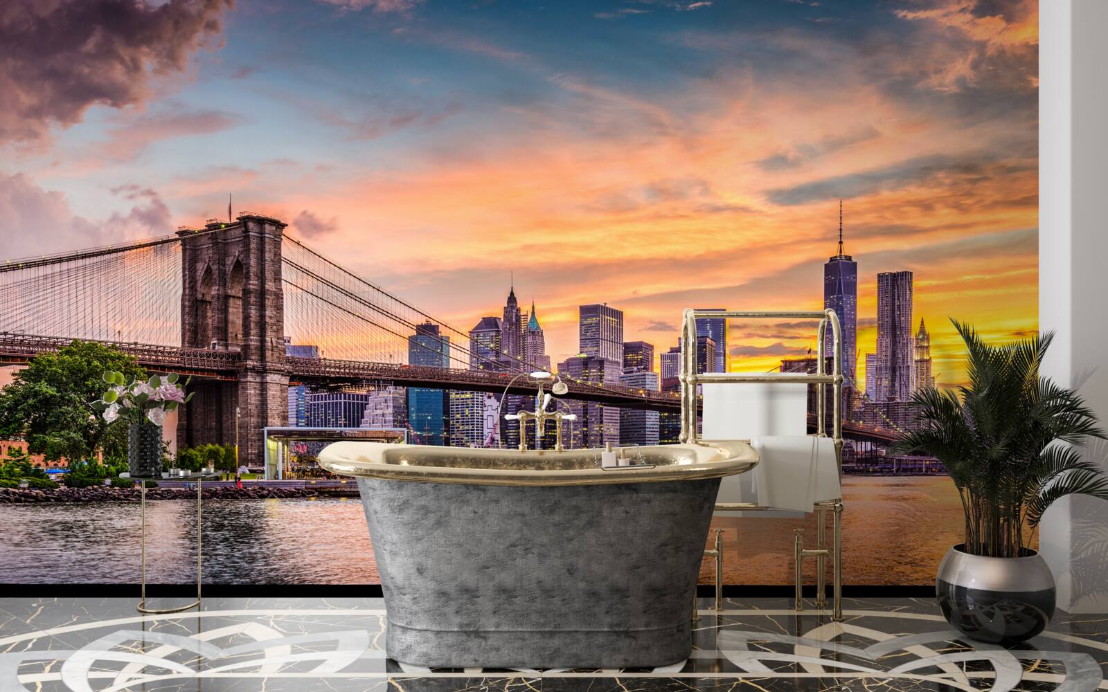 Papier peint Aube sur le pont de Brooklyn