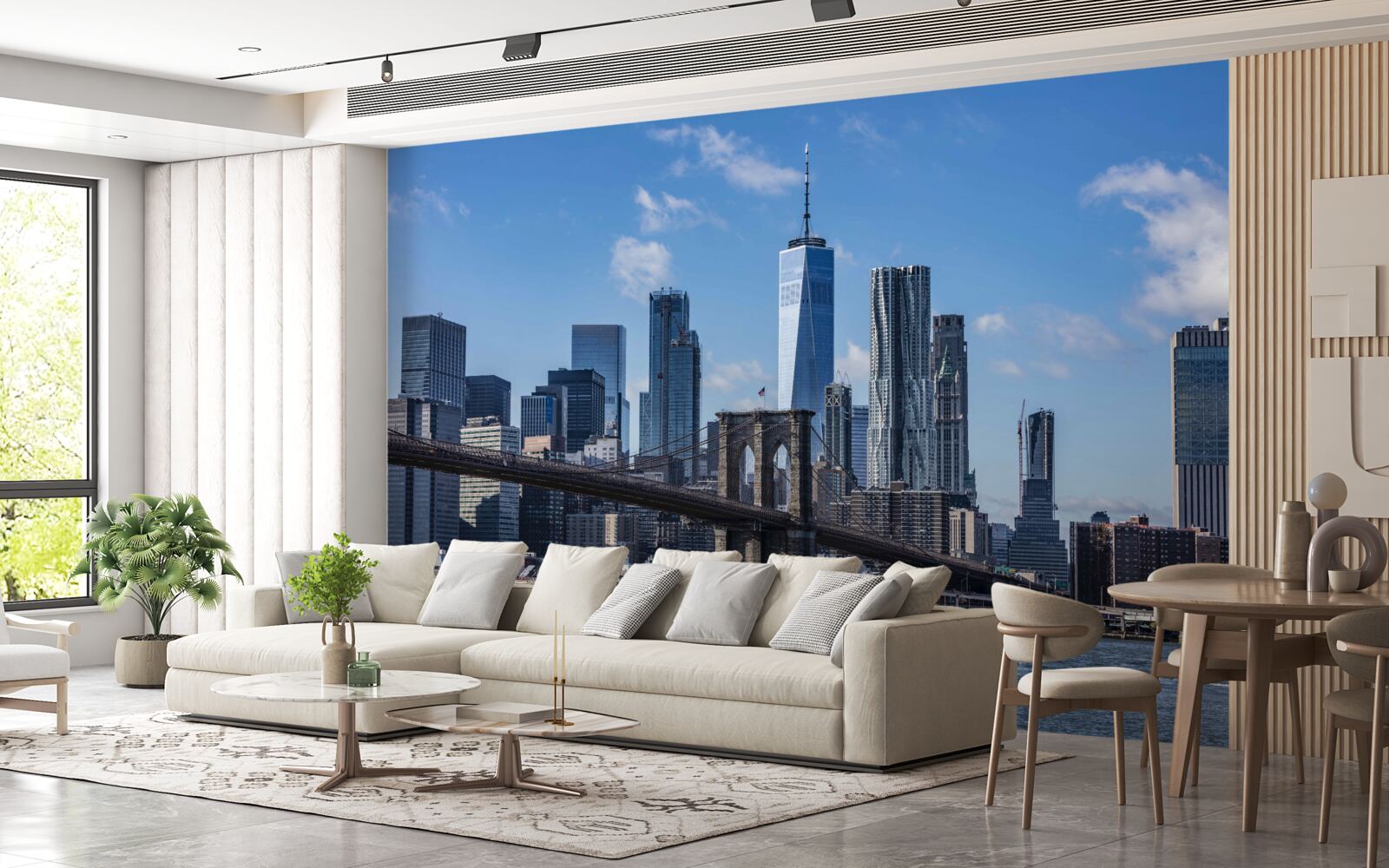 Papier peint vue de la ville depuis le pont de brooklyn