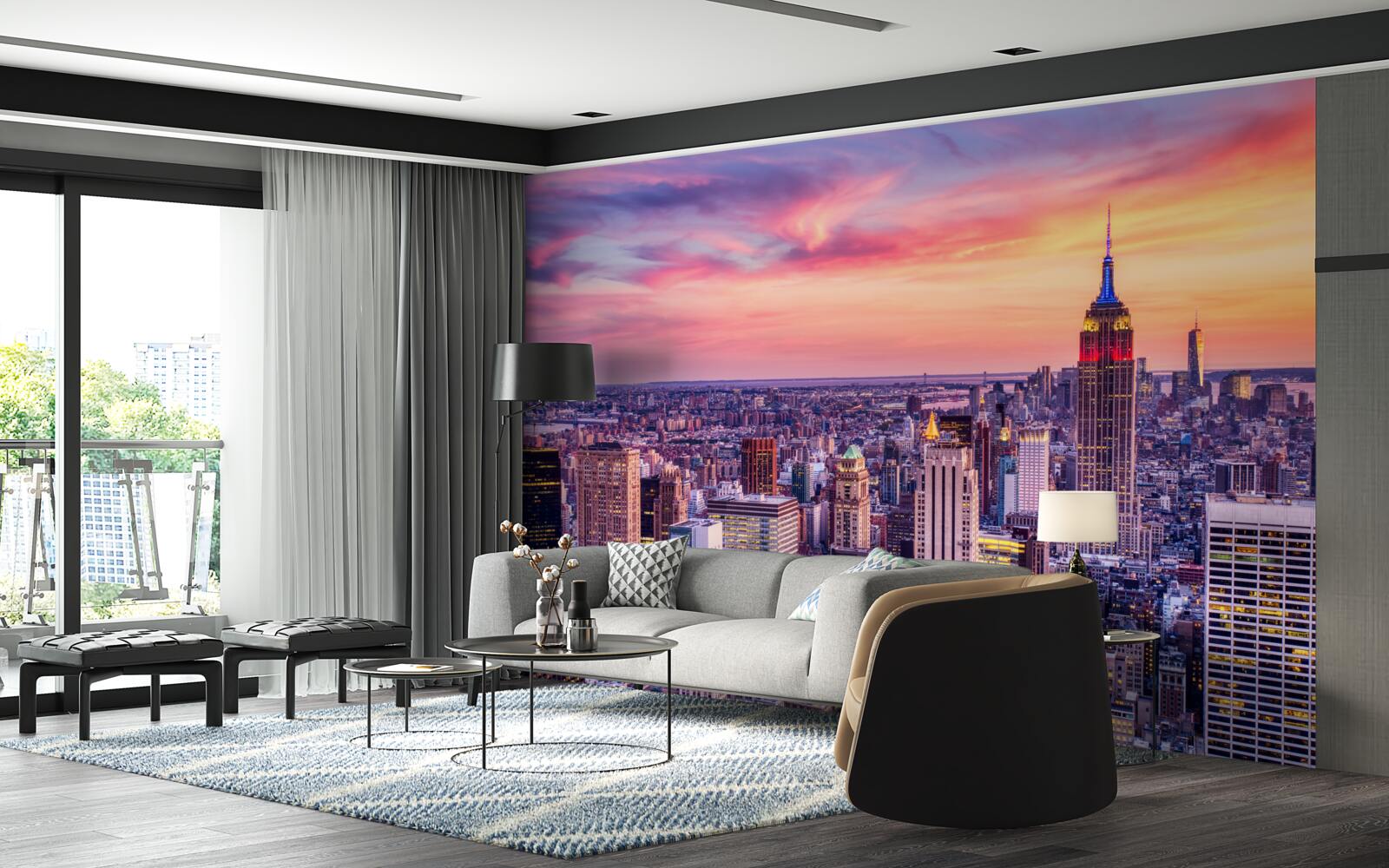 Papier peint lever de soleil à new york