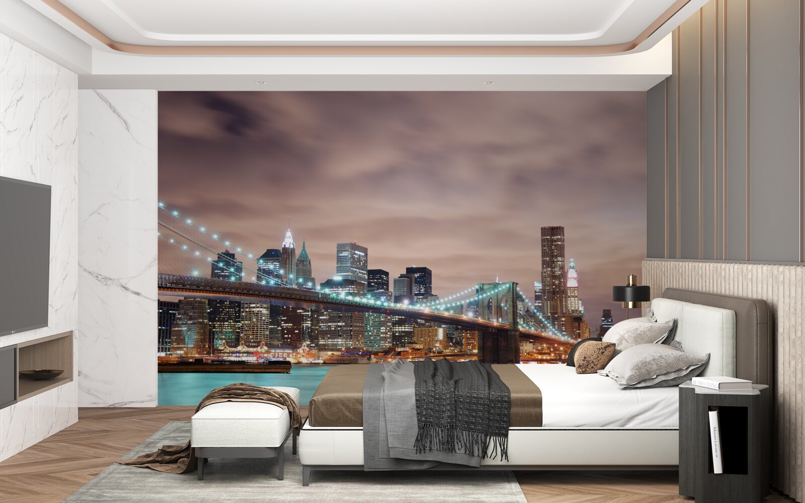 Papier peint la ville de nuit dans les temps modernes