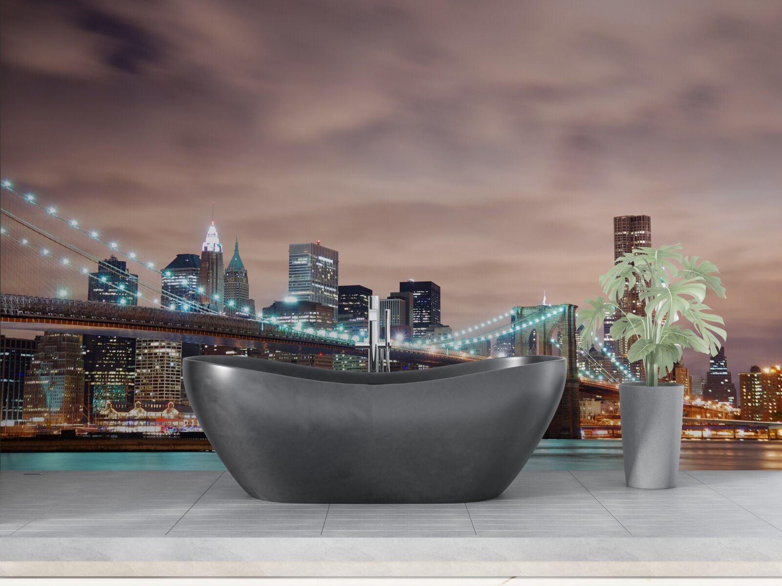 Papier peint la ville de nuit dans les temps modernes