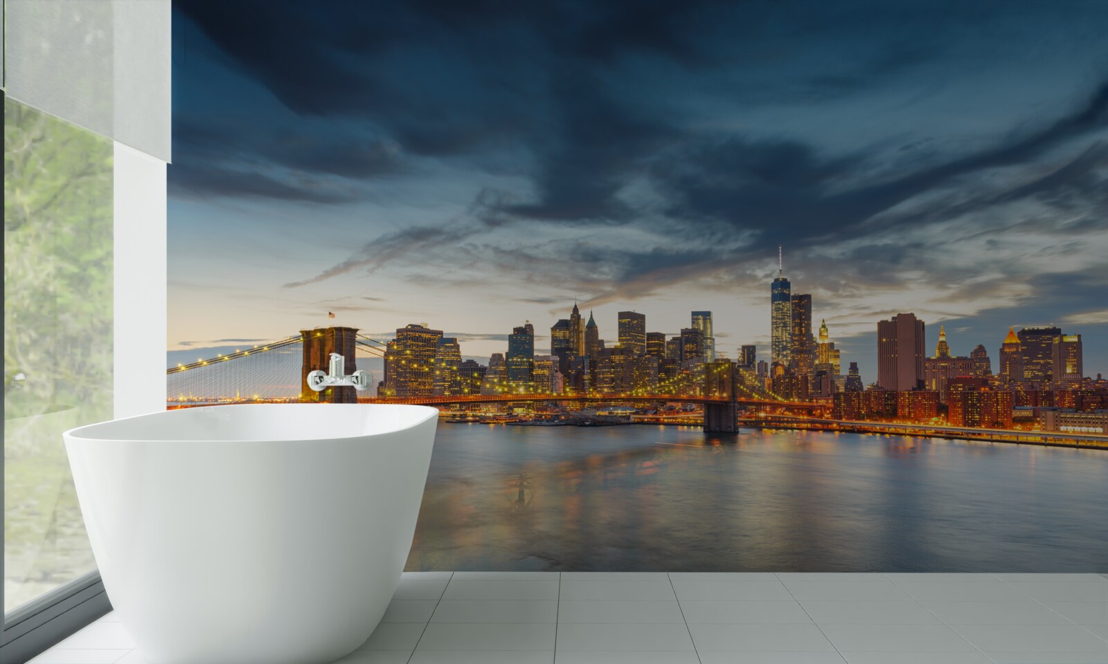 Papier peint pont dans la ville avec éclairage