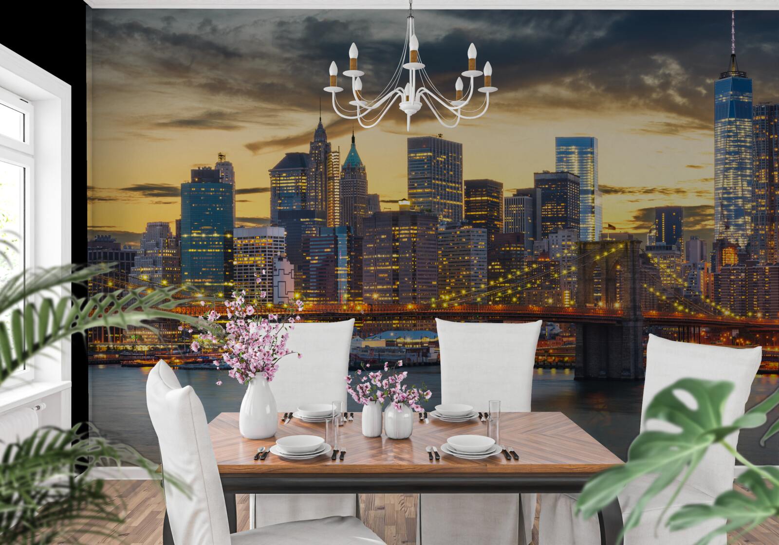 Papier peint l'horizon de new york la nuit