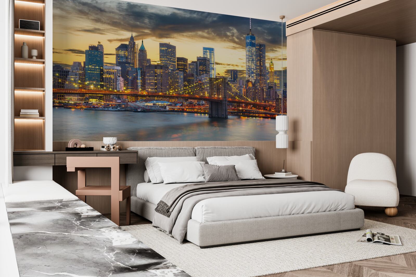 Papier peint l'horizon de new york la nuit