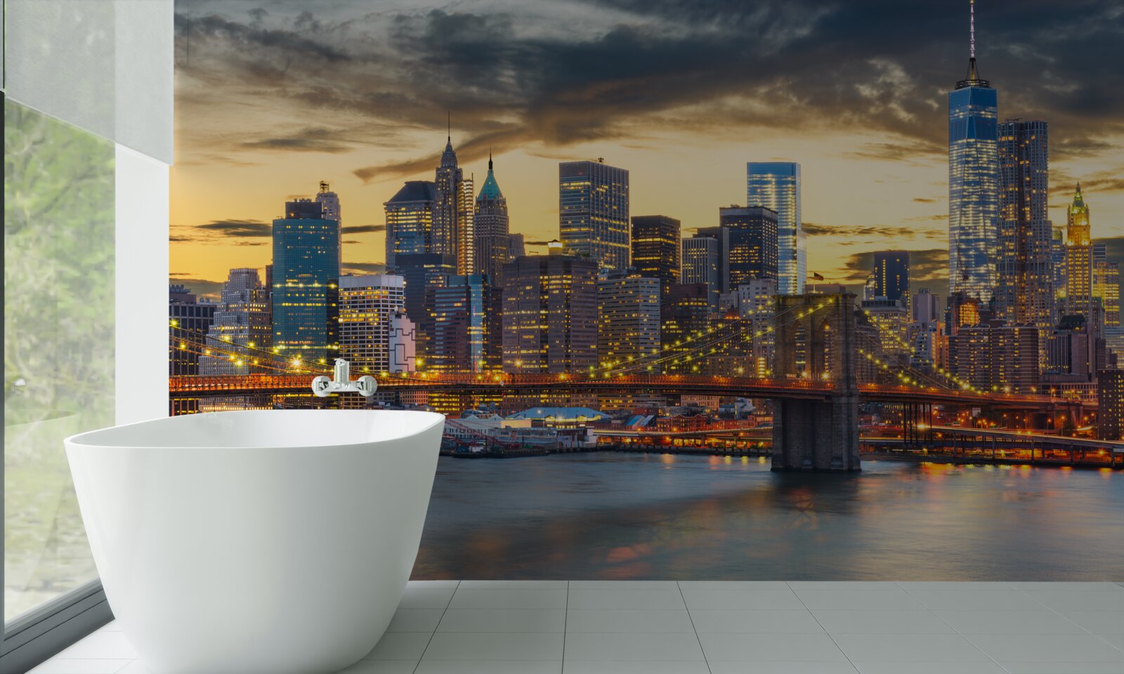 Papier peint l'horizon de new york la nuit