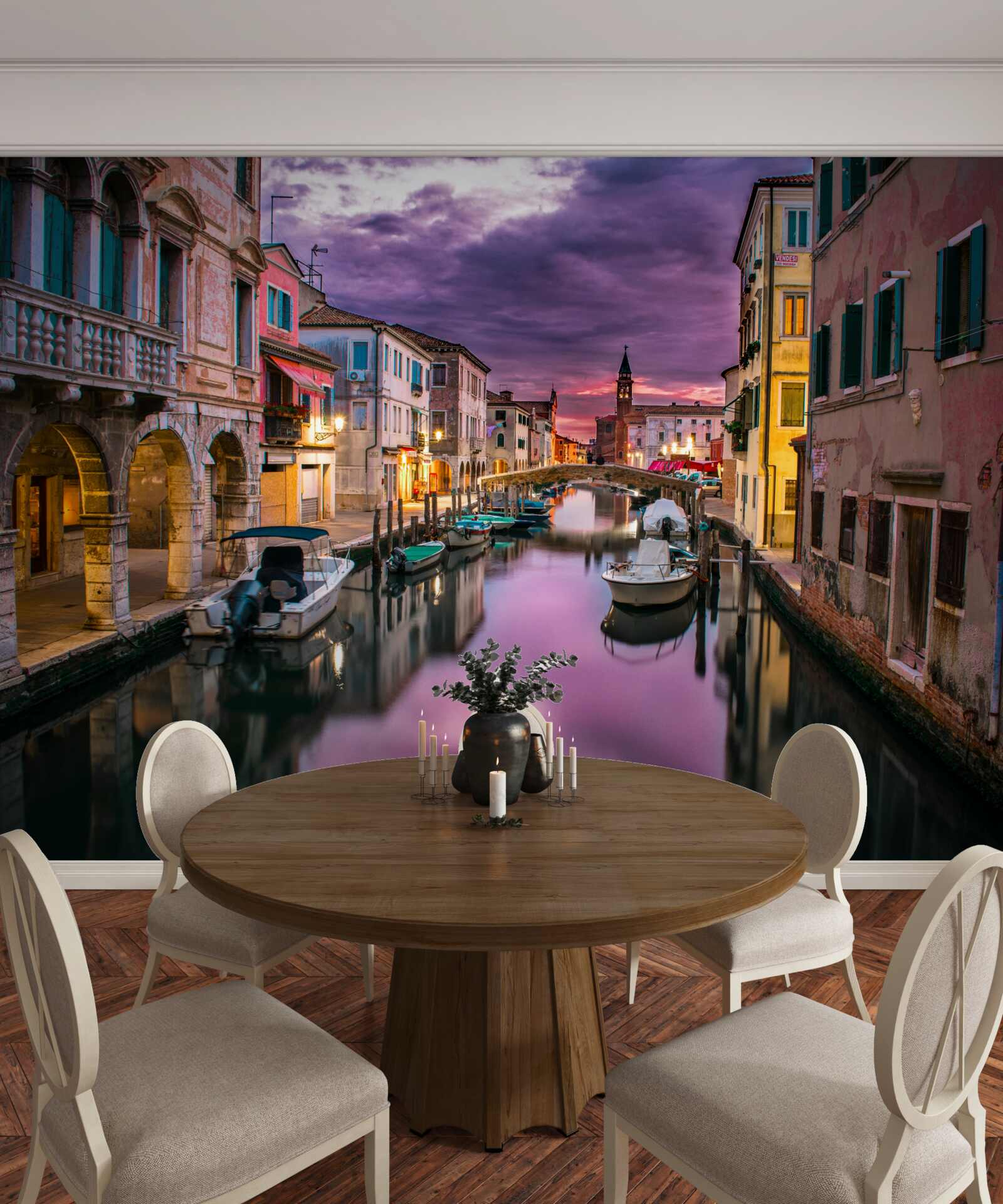 Papier peint rue de venise le soir