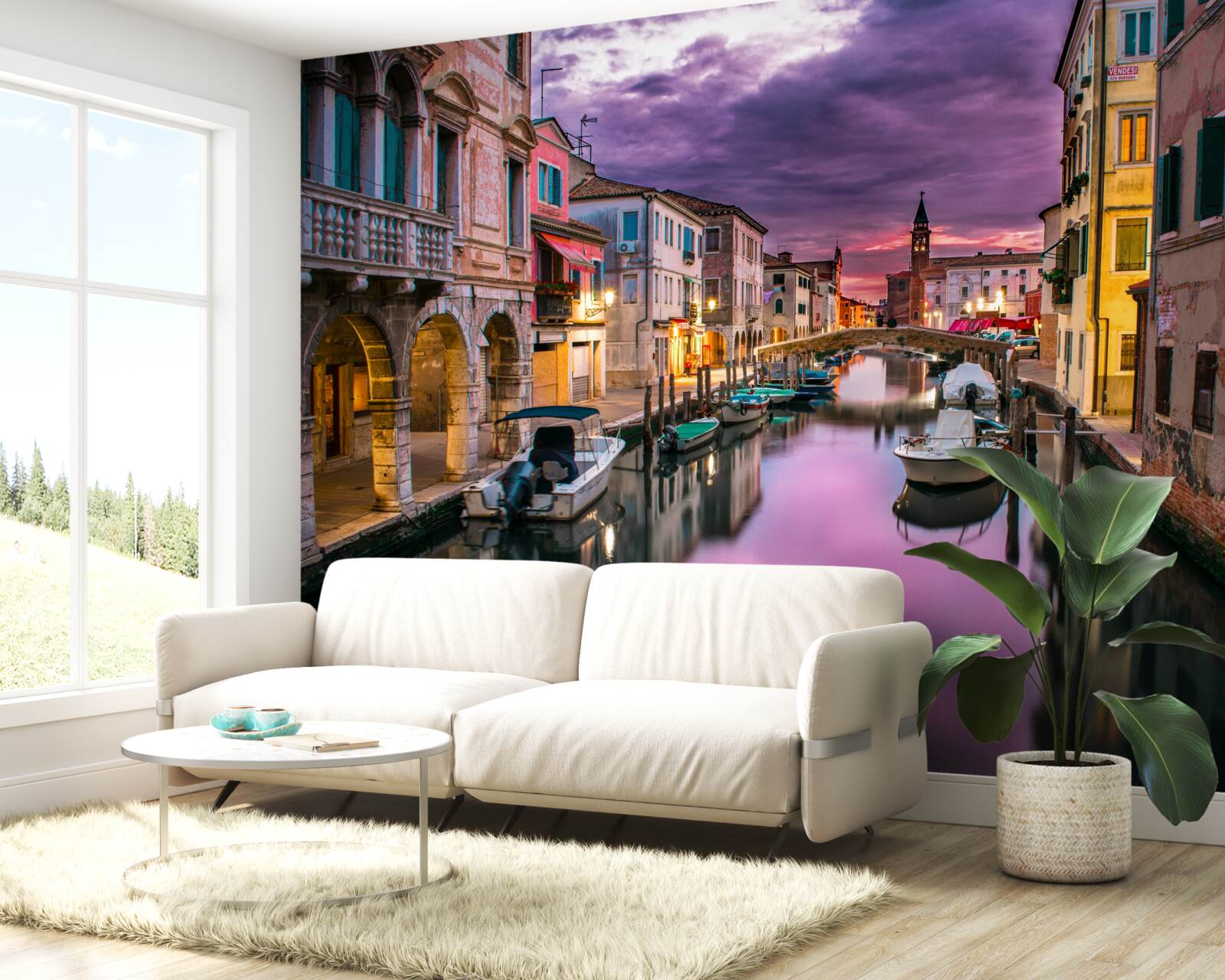 Papier peint rue de venise le soir