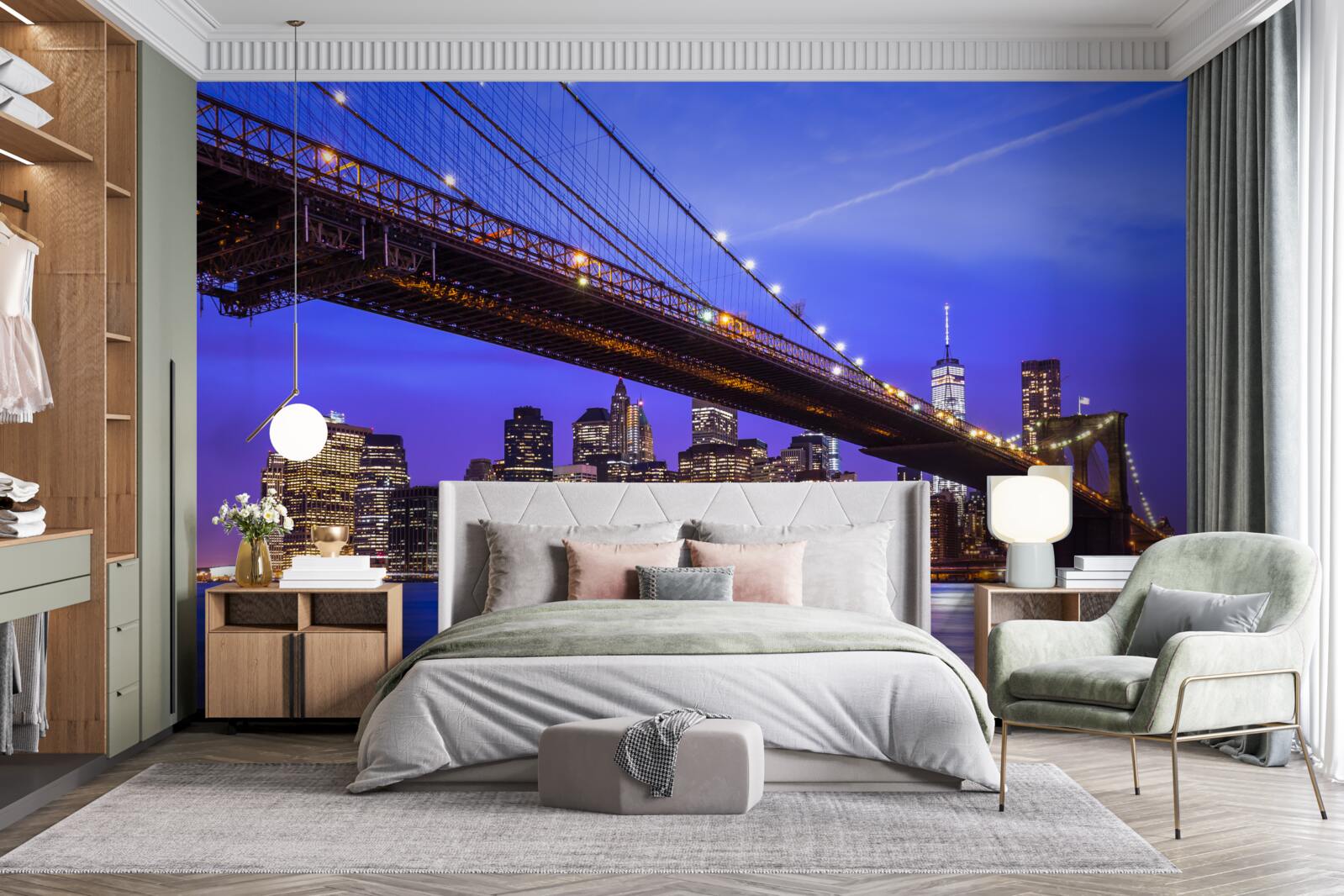 Papier peint vue du pont de brooklyn depuis le bas