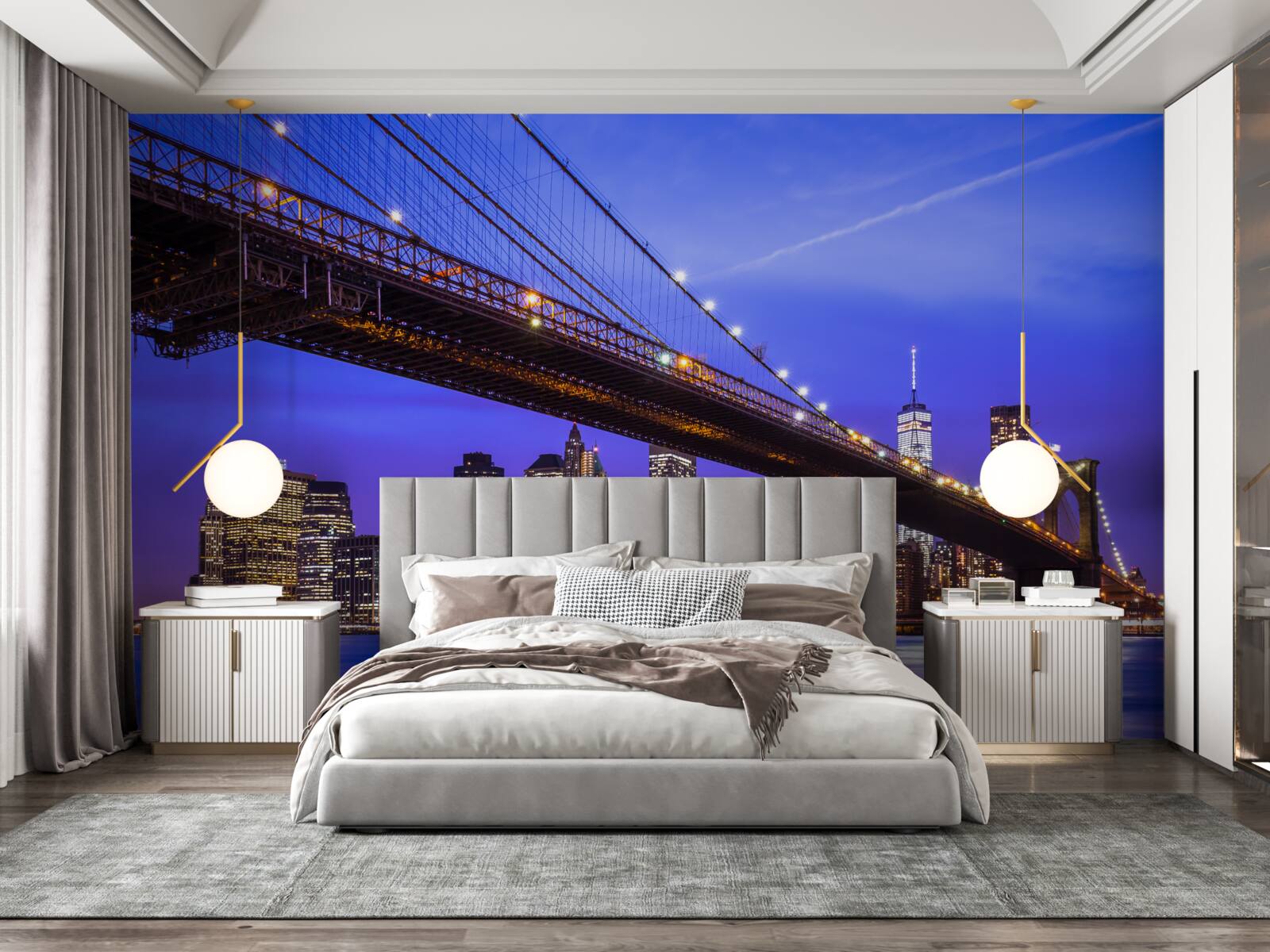 Papier peint vue du pont de brooklyn depuis le bas