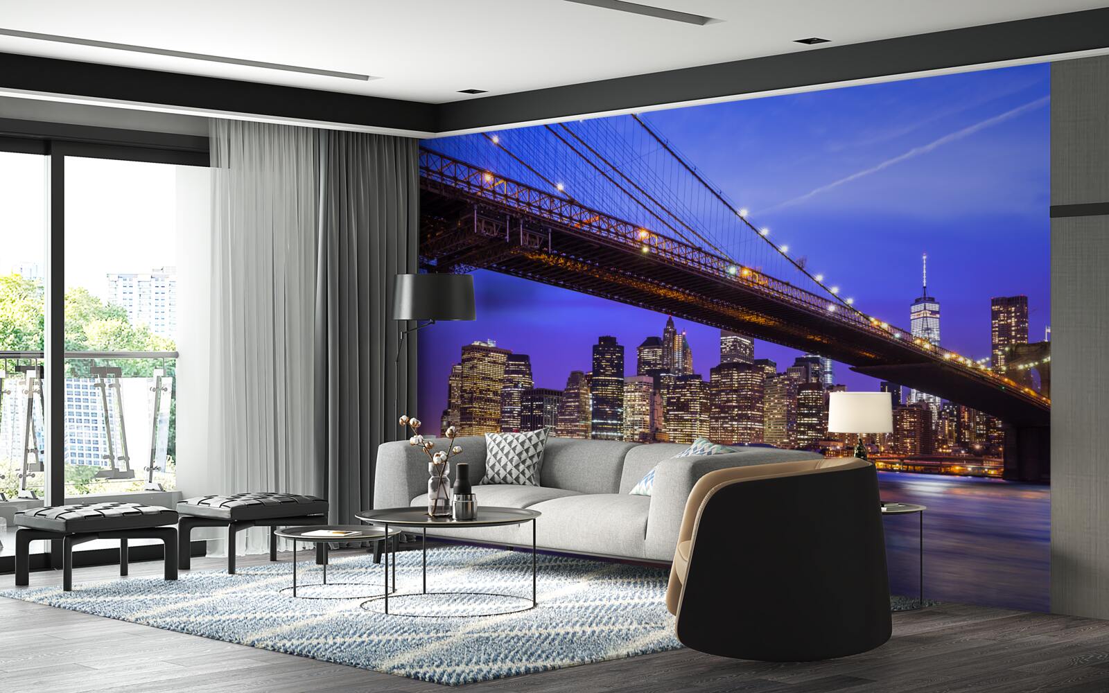 Papier peint vue du pont de brooklyn depuis le bas