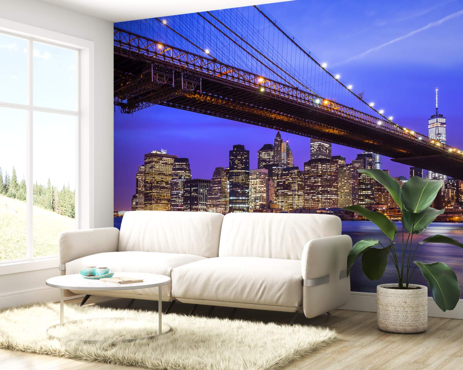 Papier peint vue du pont de brooklyn depuis le bas