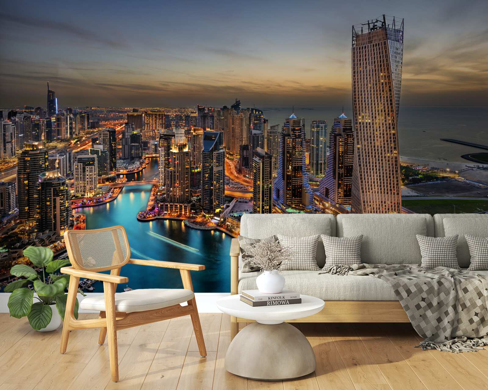 Papier peint horizon des bâtiments du soir à dubai