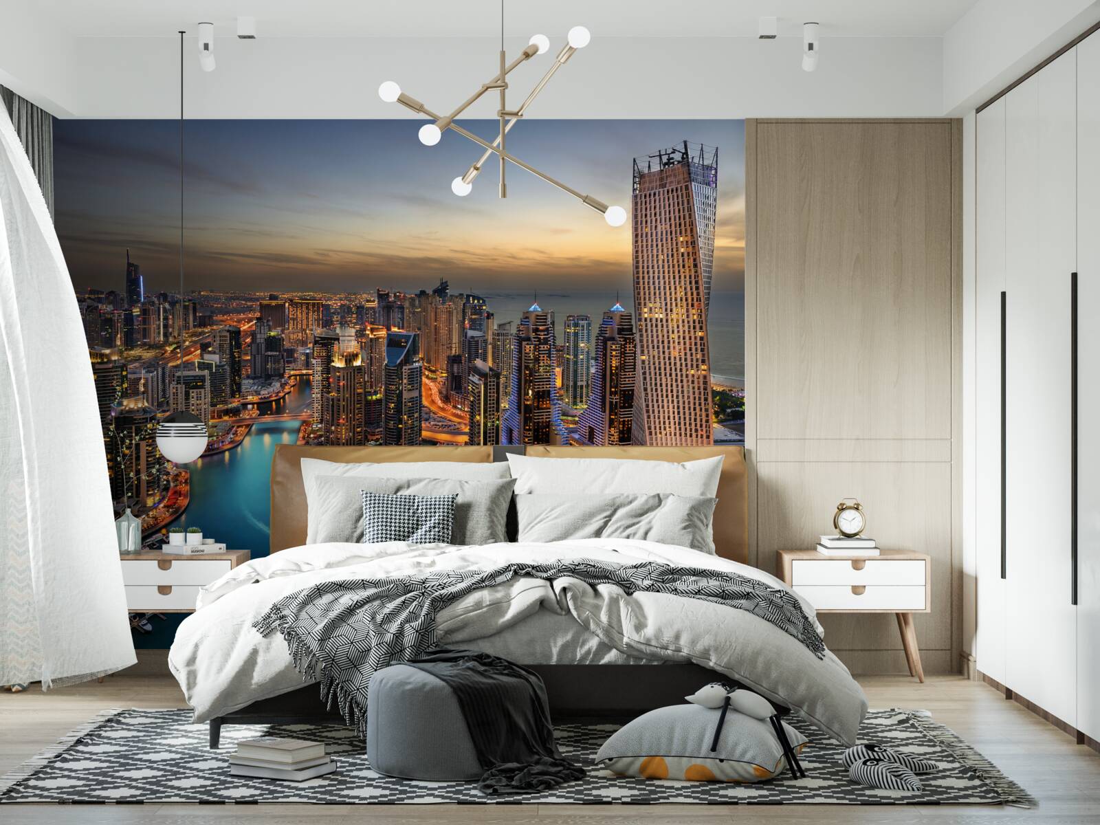 Papier peint horizon des bâtiments du soir à dubai