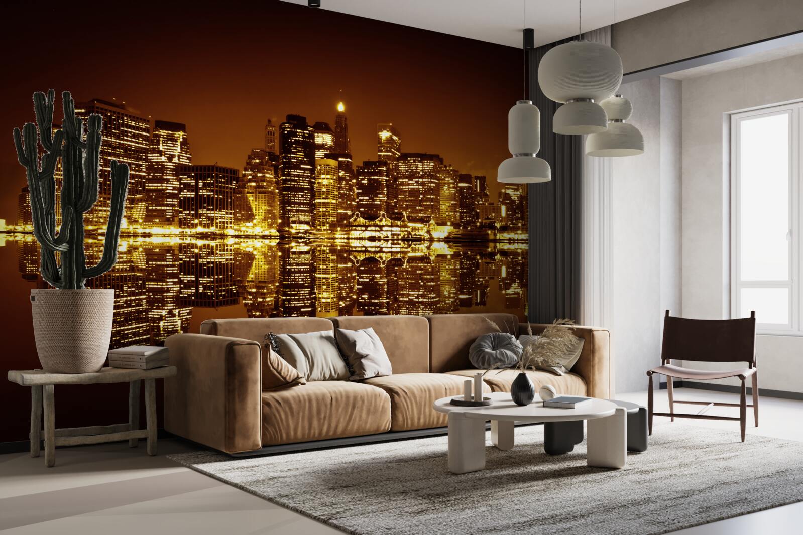 Papier peint métropole dorée