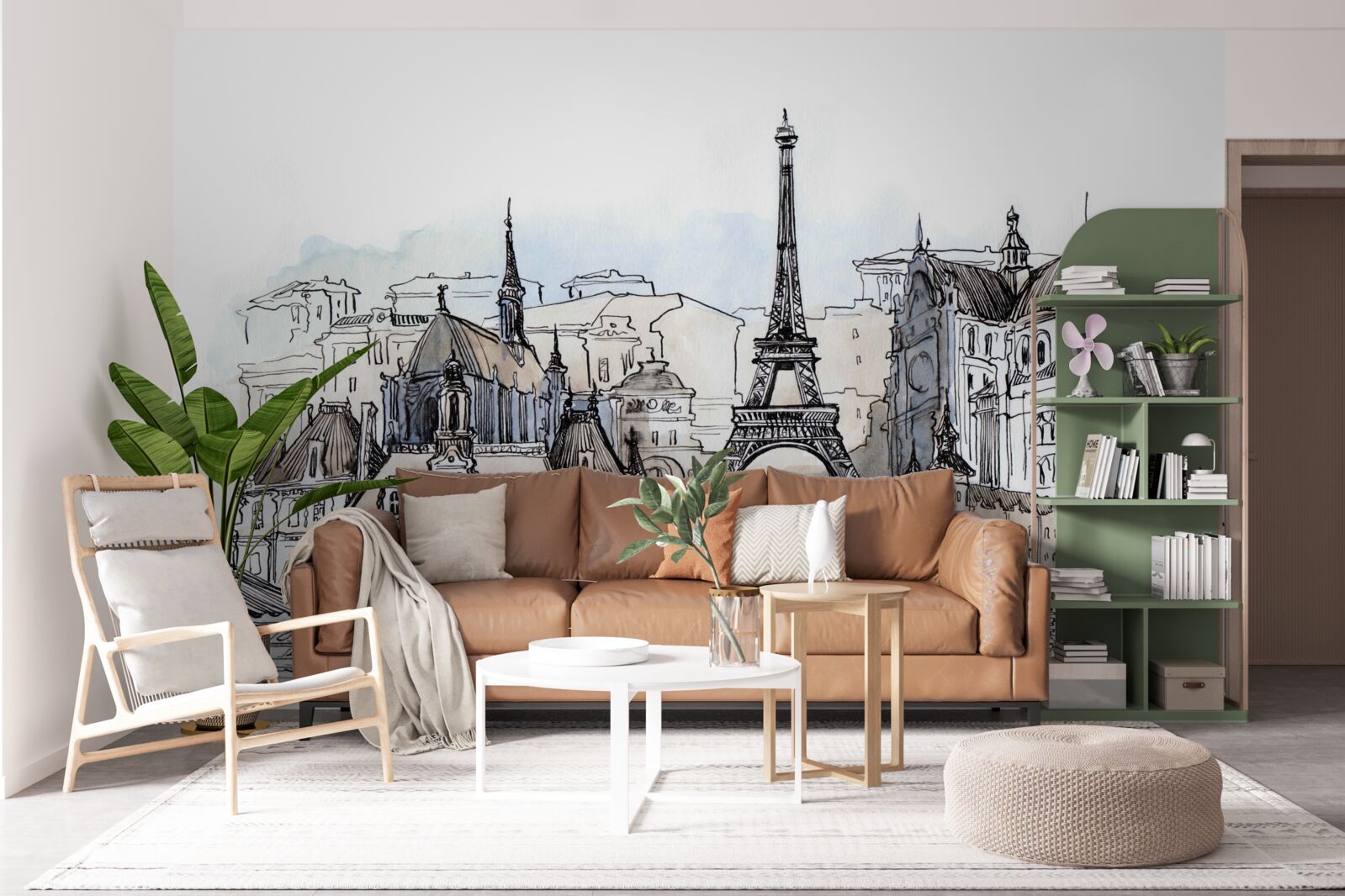 Papier peint Paysages parisiens reproduits à l'aquarelle