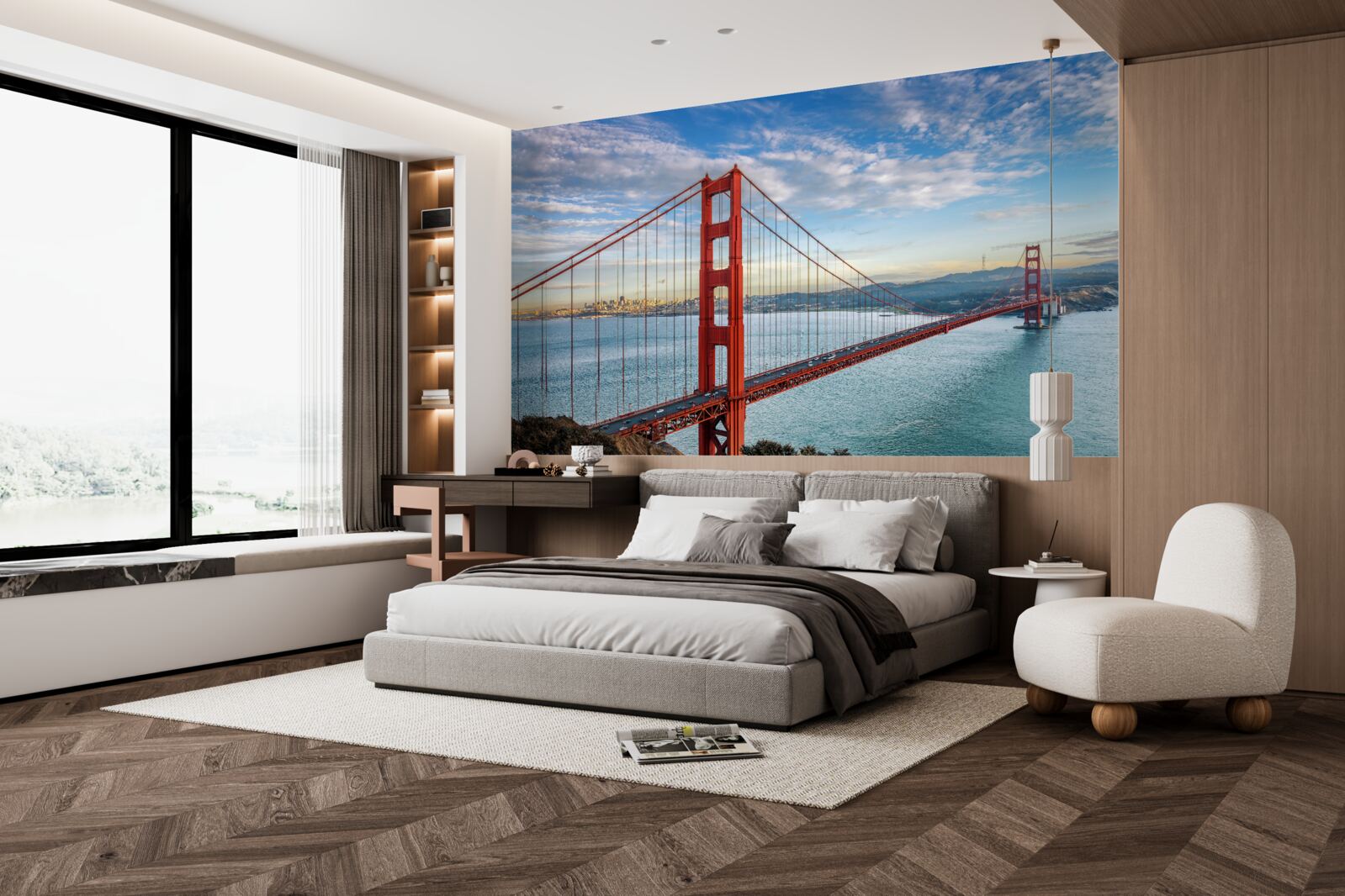 Papier peint panorama du golden gate depuis le pont