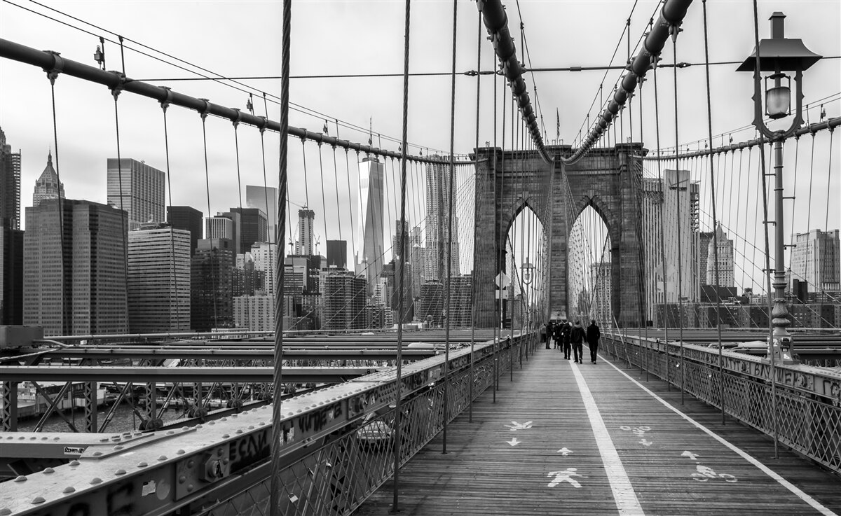 Papier peint le pont de brooklyn en noir et blanc