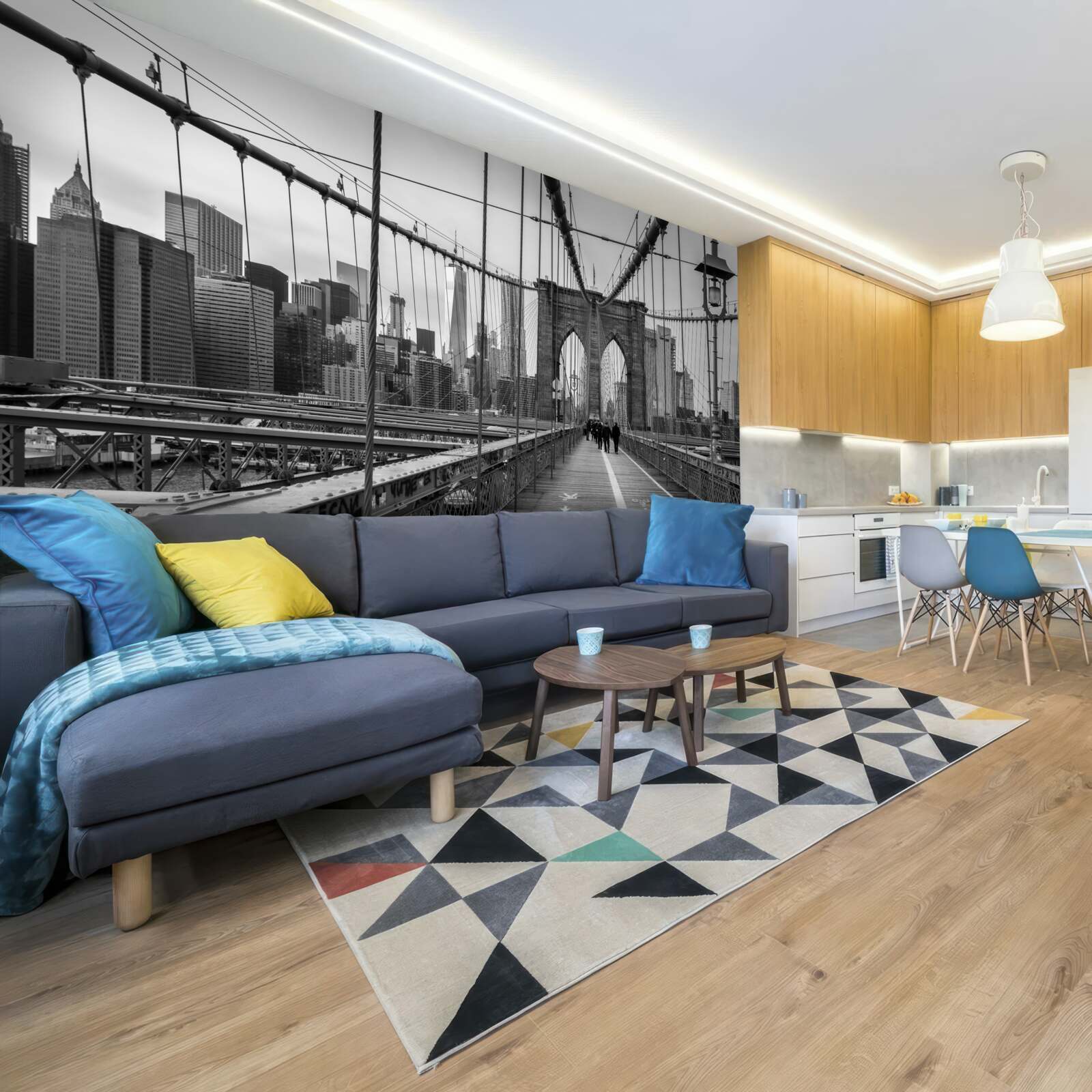 Papier peint le pont de brooklyn en noir et blanc