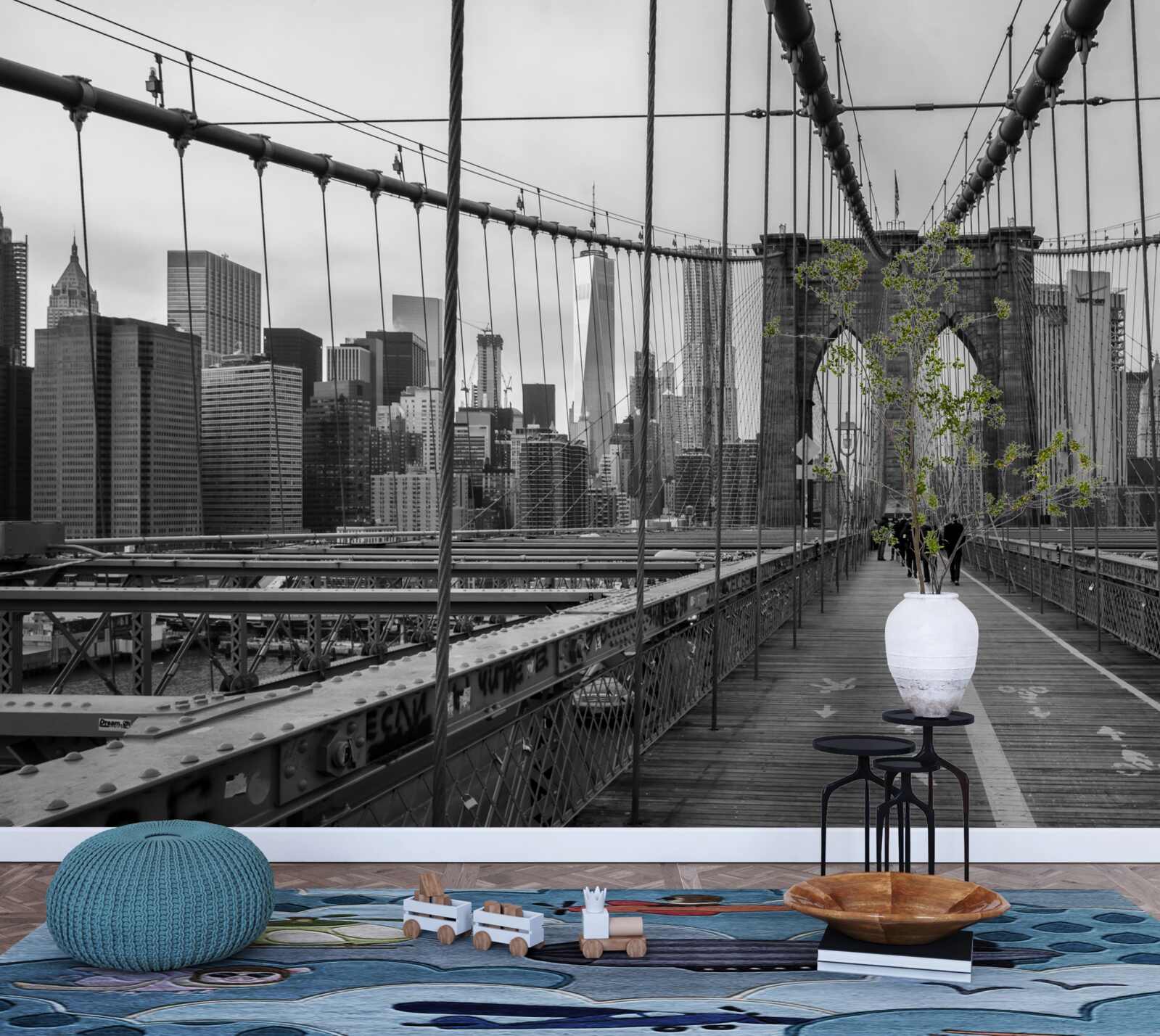 Papier peint le pont de brooklyn en noir et blanc