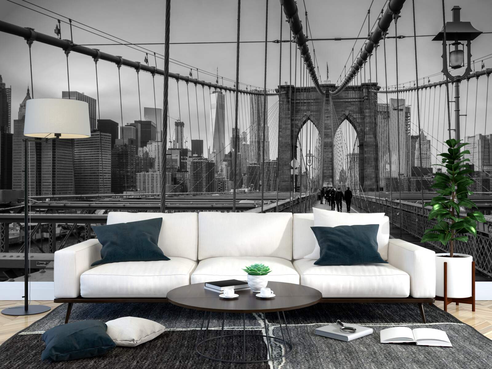 Papier peint le pont de brooklyn en noir et blanc