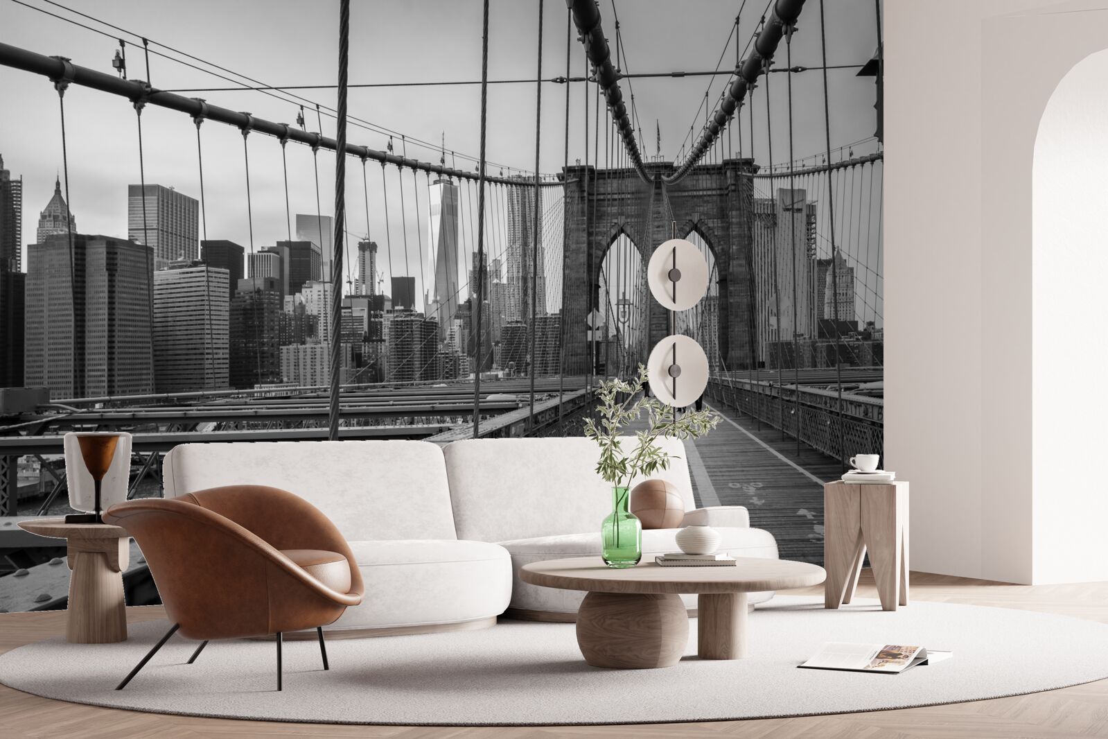 Papier peint le pont de brooklyn en noir et blanc