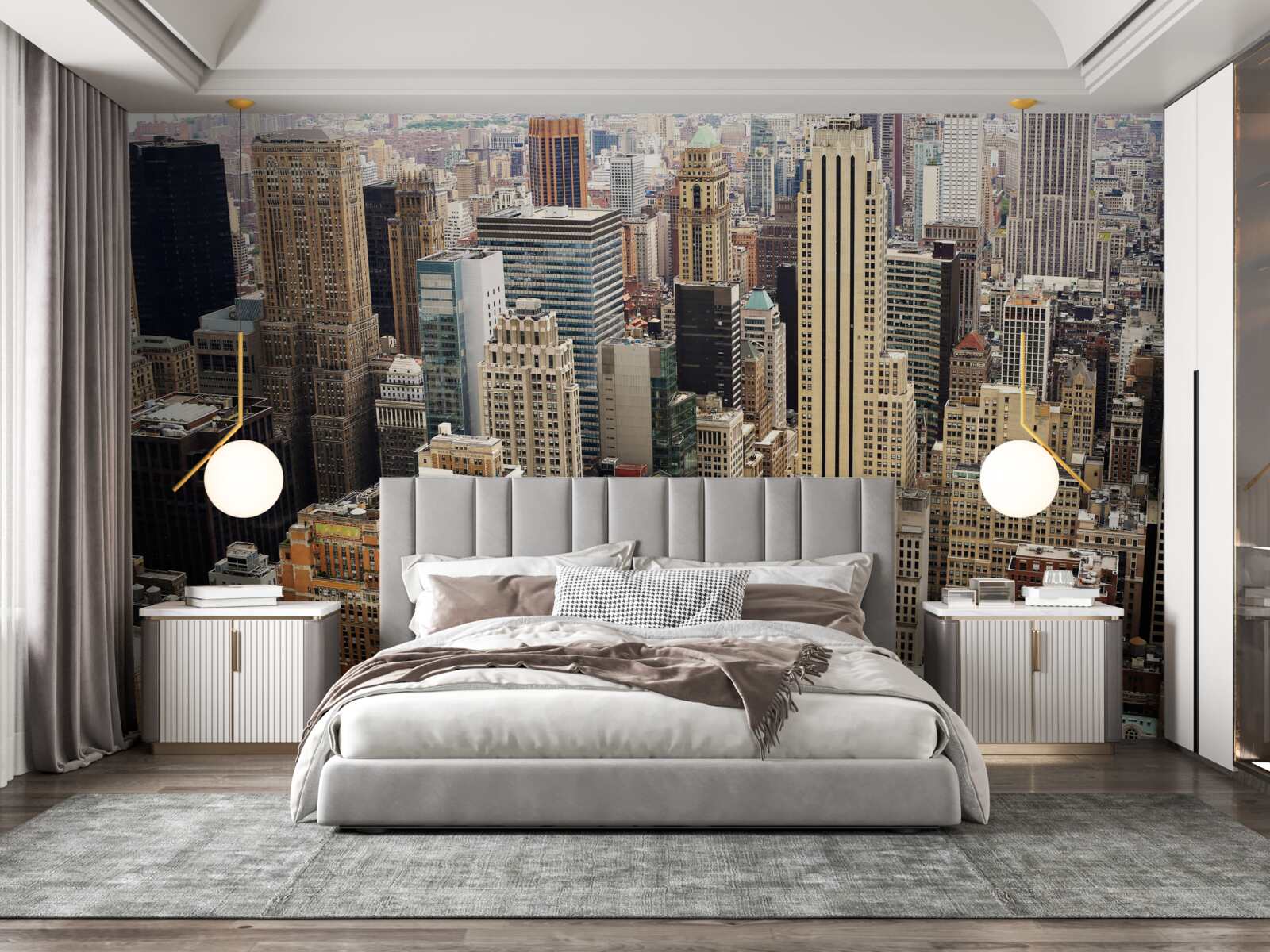 Papier peint vue de l'architecture métropolitaine depuis le trottoir