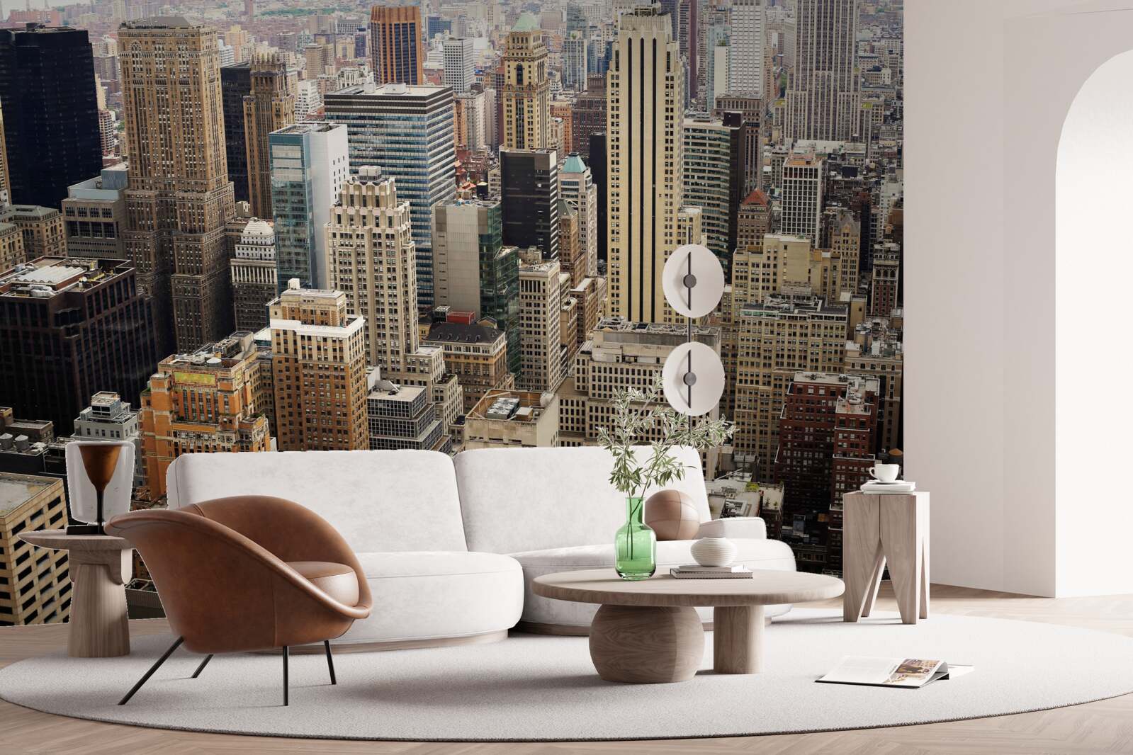 Papier peint vue de l'architecture métropolitaine depuis le trottoir