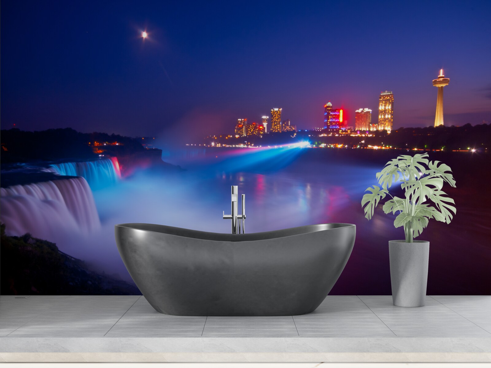 Papier peint les chutes du niagara illuminées la nuit
