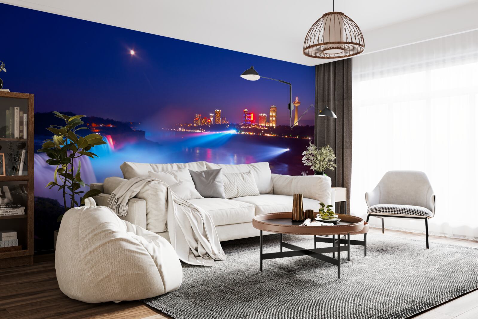 Papier peint les chutes du niagara illuminées la nuit