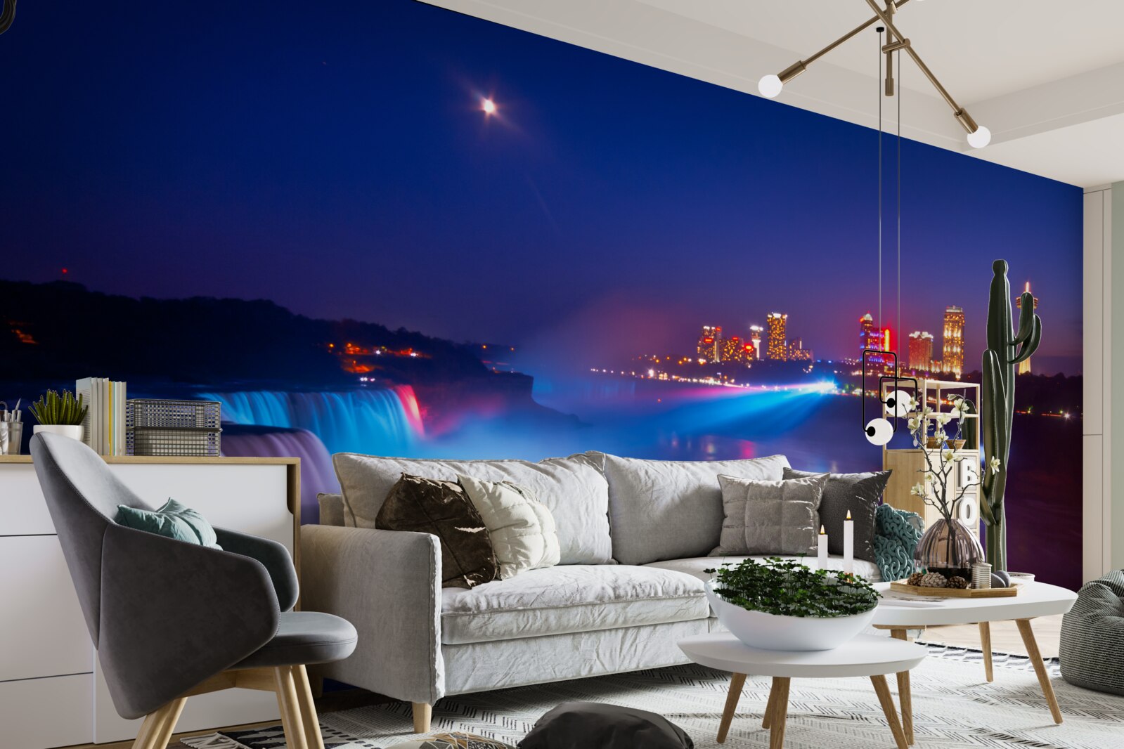 Papier peint les chutes du niagara illuminées la nuit