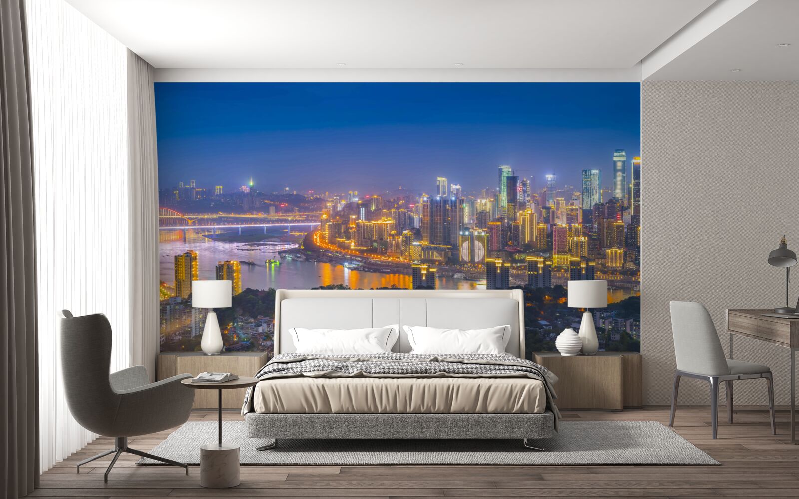 Papier peint la mégapole de la nuit moderne