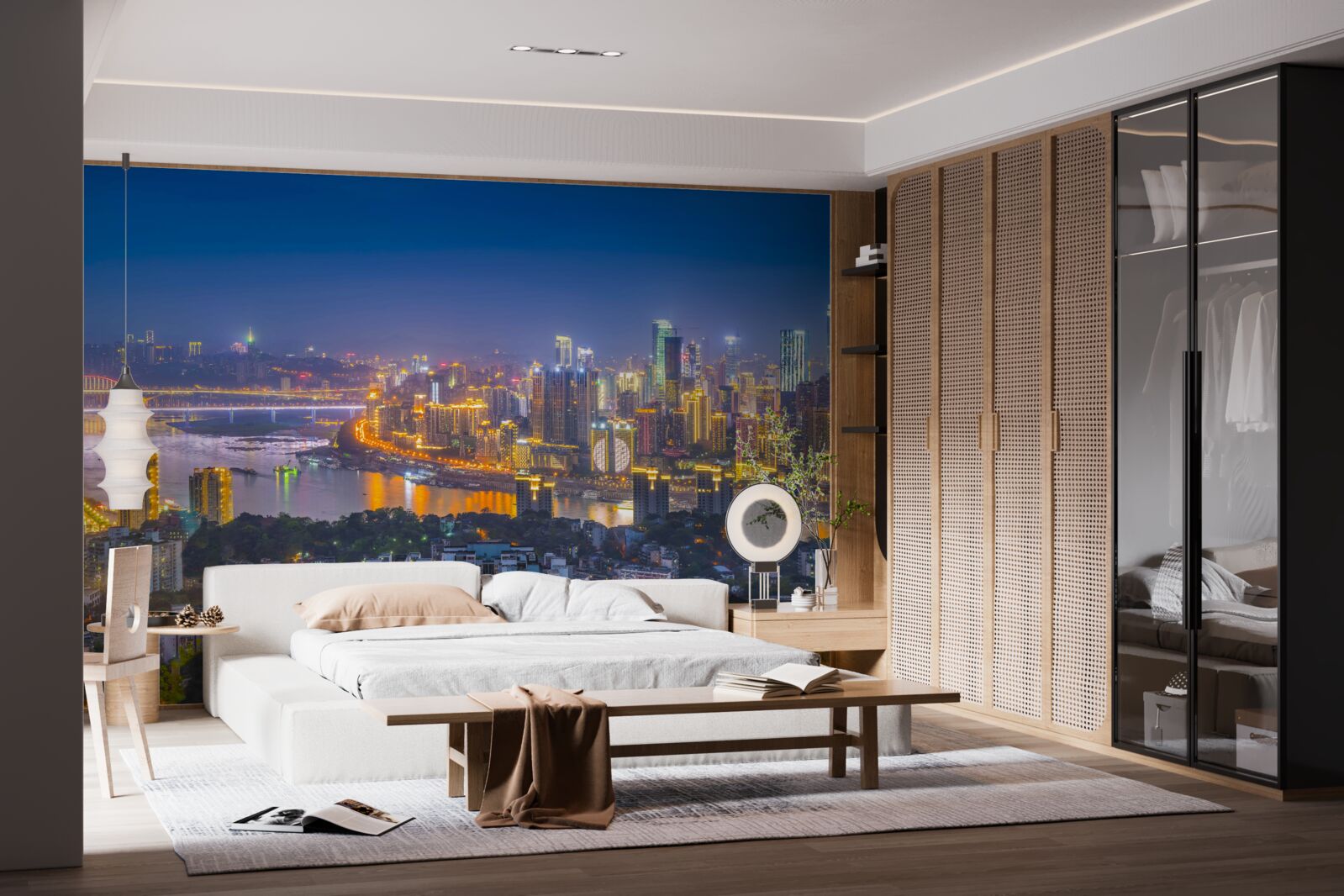 Papier peint la mégapole de la nuit moderne