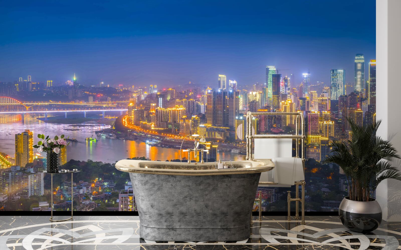 Papier peint la mégapole de la nuit moderne