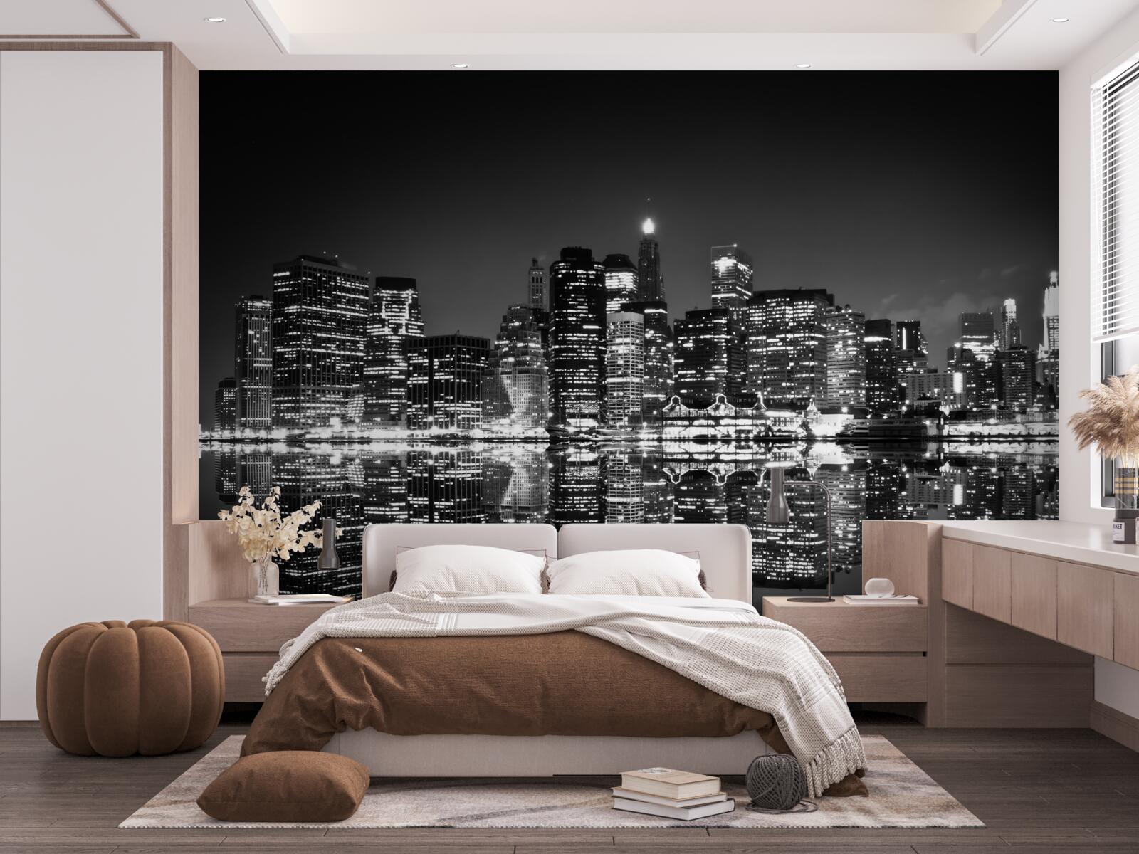 Papier peint la grande ville se reflète dans l'eau